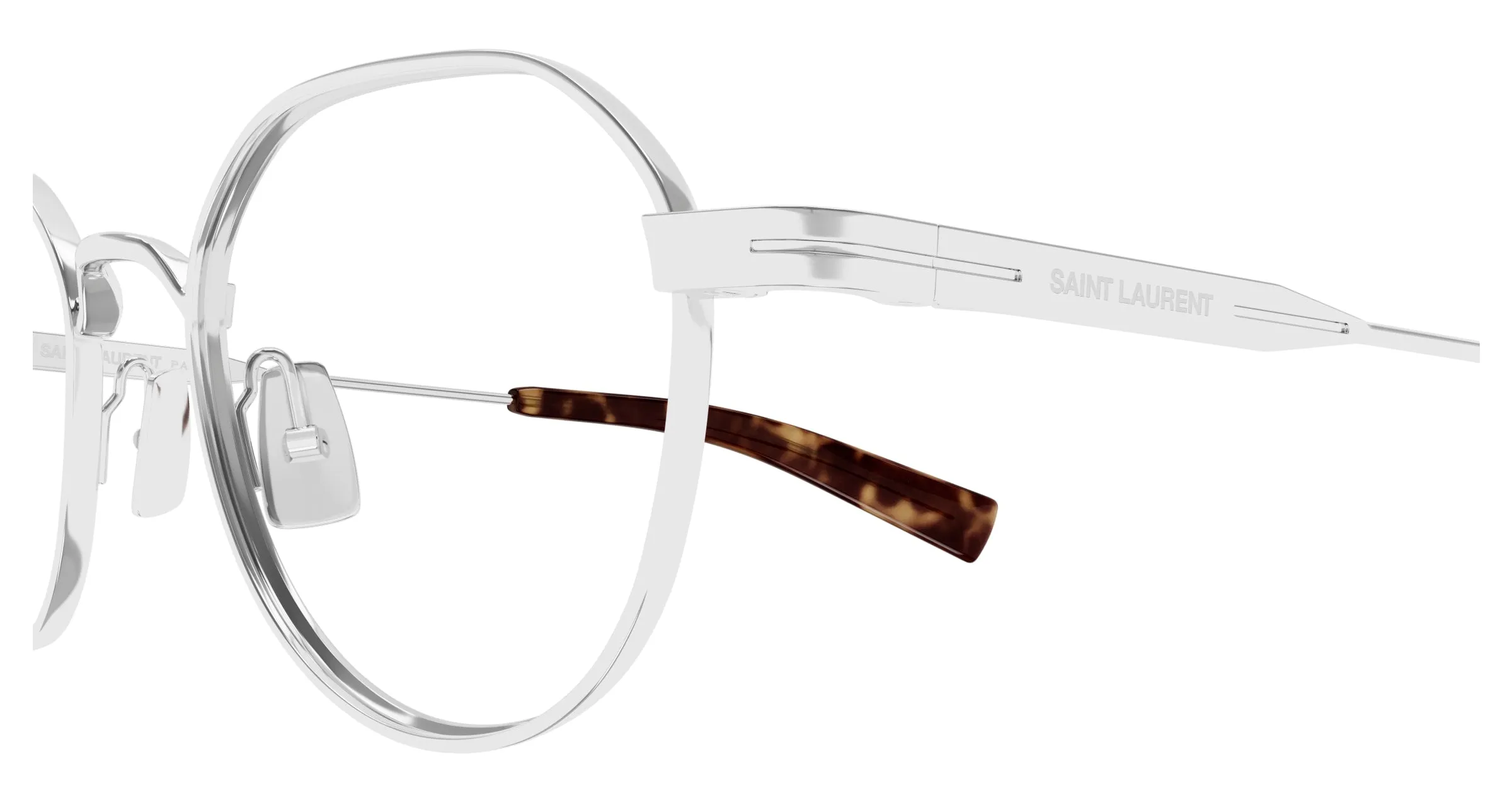 SAINT LAURENT SL 730 002 Montature da vista Metallo Argento Trasparente Rotonda ["Antiriflesso"] - immagine 3
