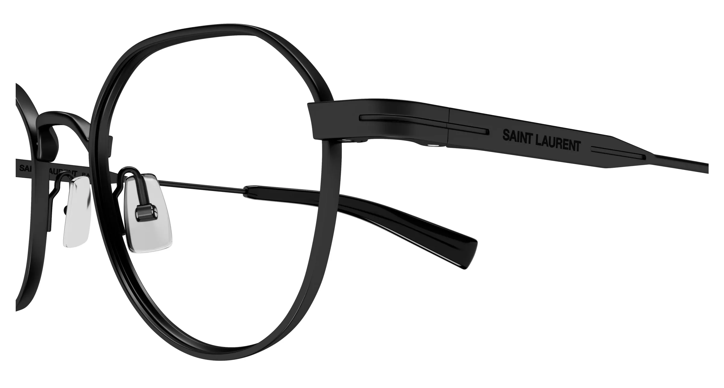SAINT LAURENT SL 730 001 Montature da vista Metallo Nero Trasparente Rotonda ["Antiriflesso"] - immagine 3