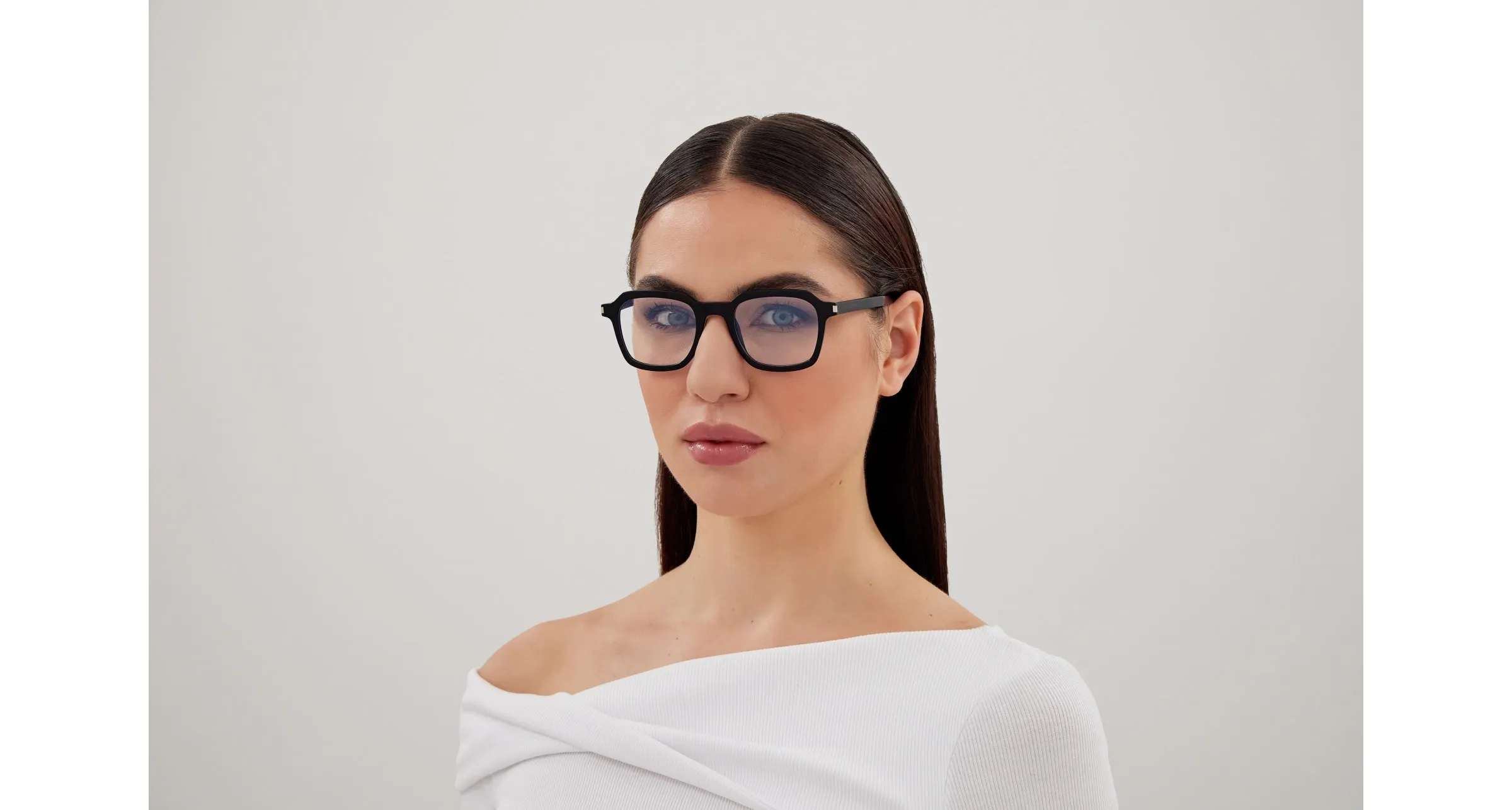 SAINT LAURENT SL 715 SLIM OPT 001 Montature da vista Acetato Nero Trasparente Squadrata - immagine 4