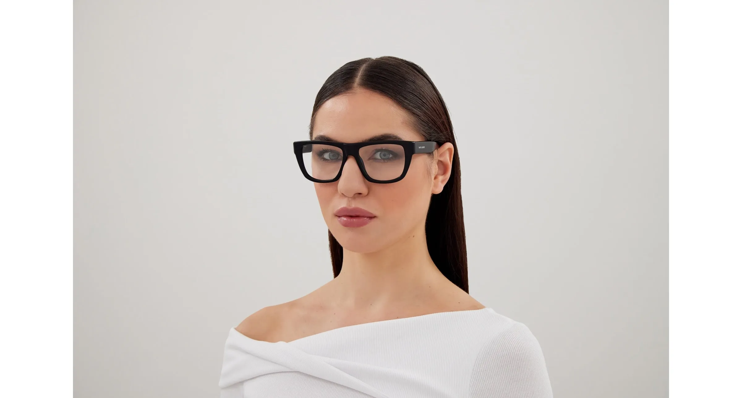 SAINT LAURENT SL 714 001 Montature da vista Acetato Nero Trasparente Squadrata - immagine 4