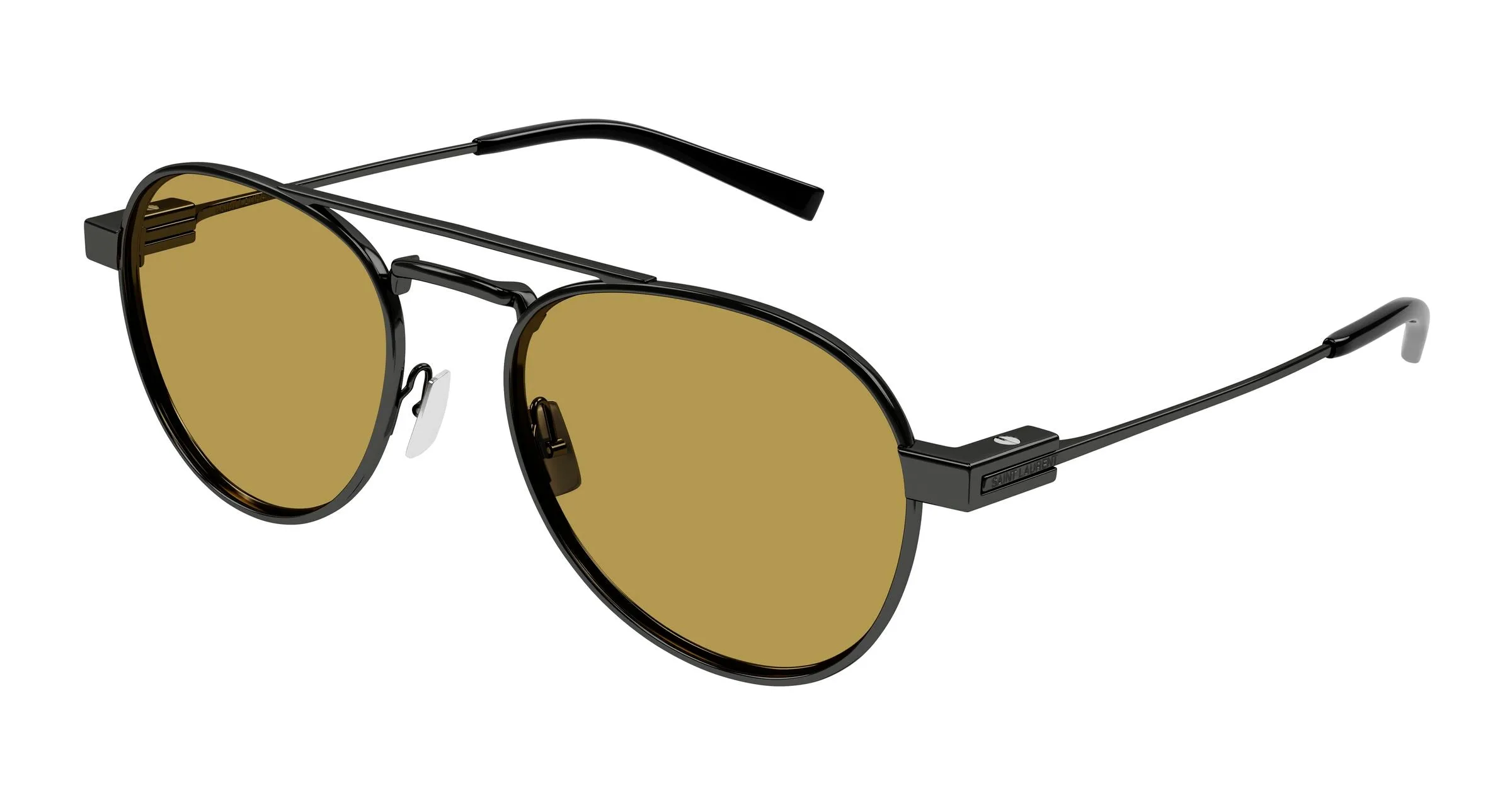 SAINT LAURENT SL 708 004 Occhiali da sole Metallo Rutenio Marrone Rotonda - immagine 1