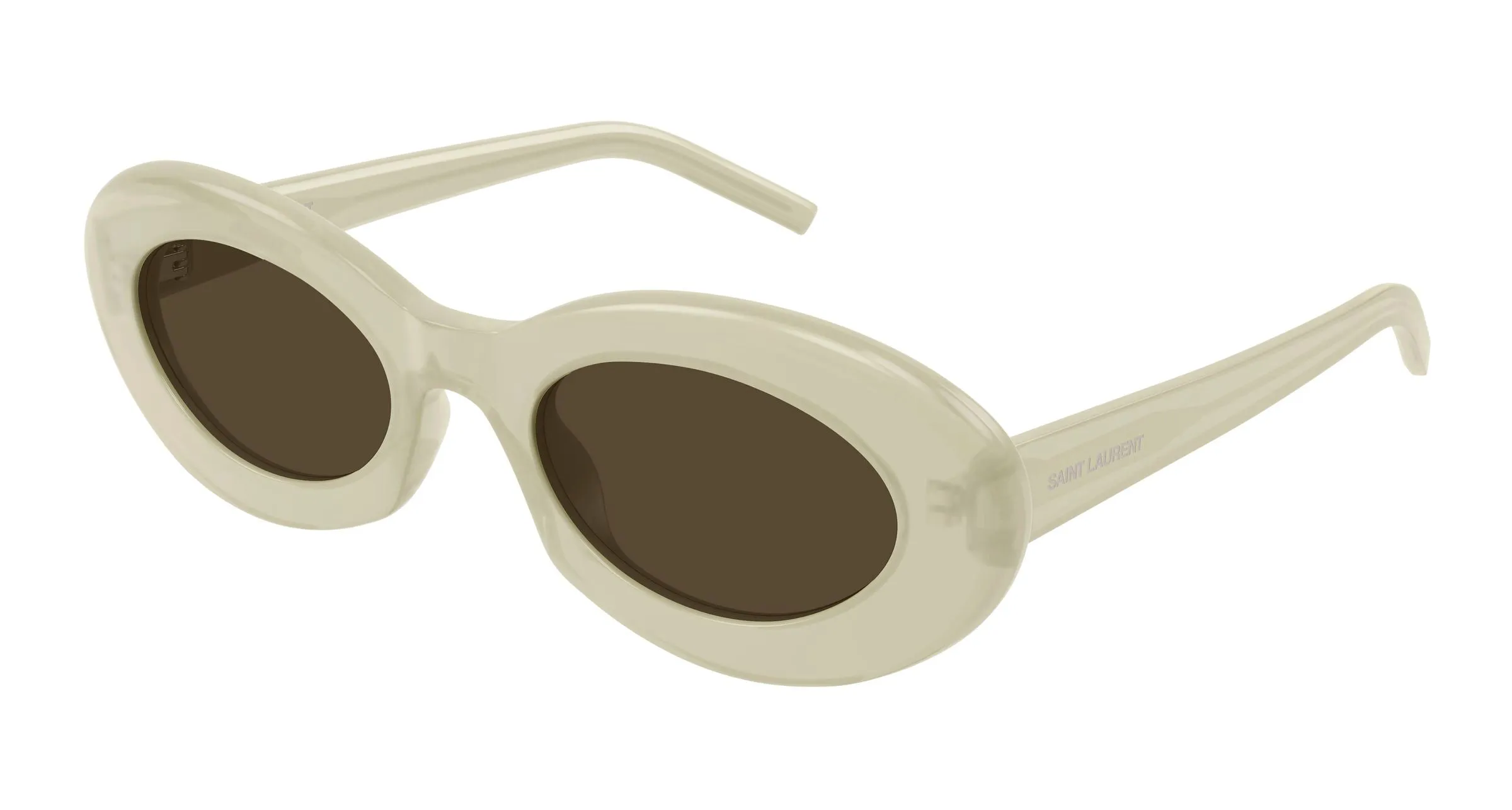 SAINT LAURENT SL 594 011 Occhiali da sole Acetato Avorio Marrone Rotonda - immagine 1