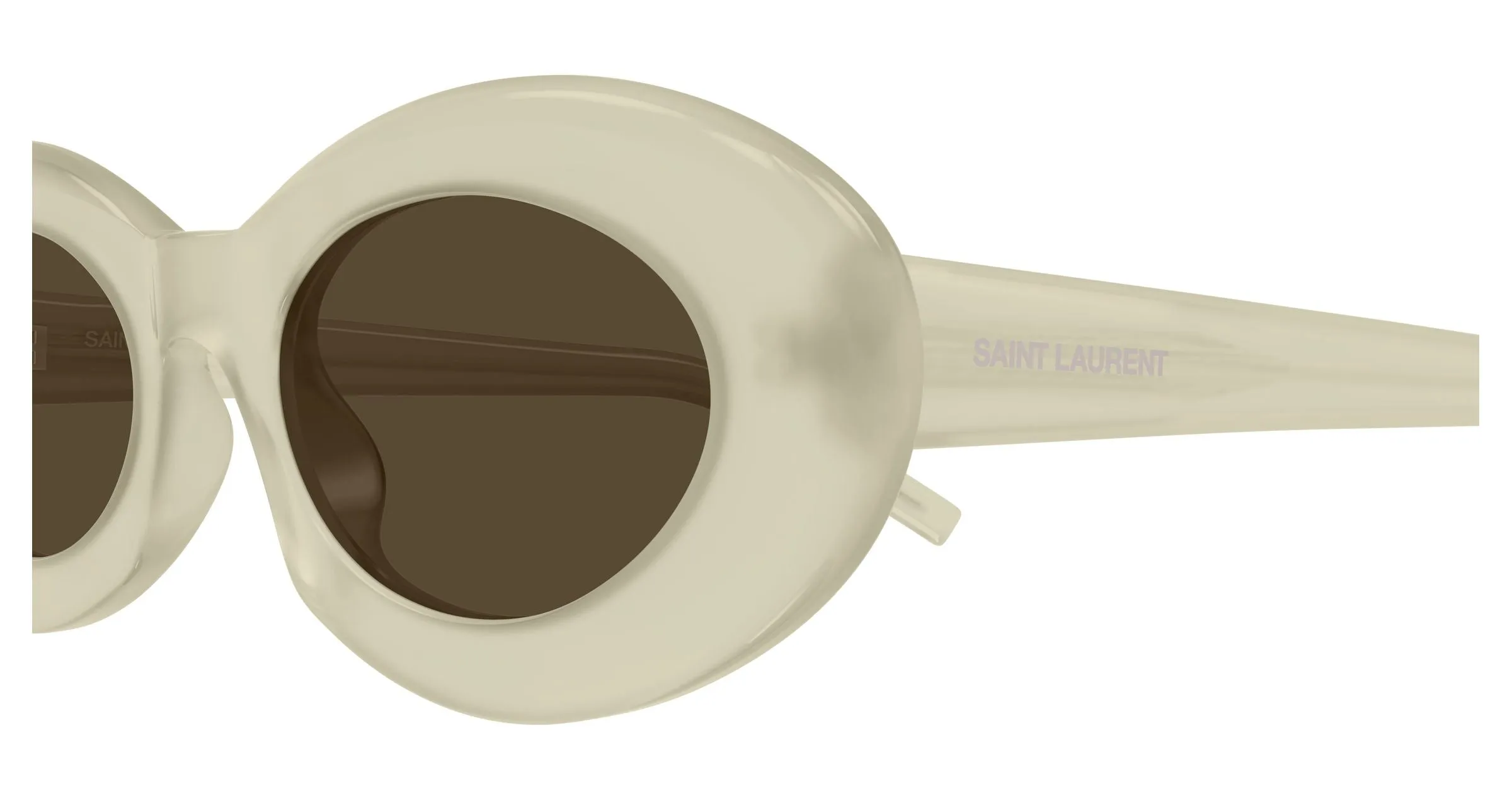 SAINT LAURENT SL 594 011 Occhiali da sole Acetato Avorio Marrone Rotonda - immagine 3