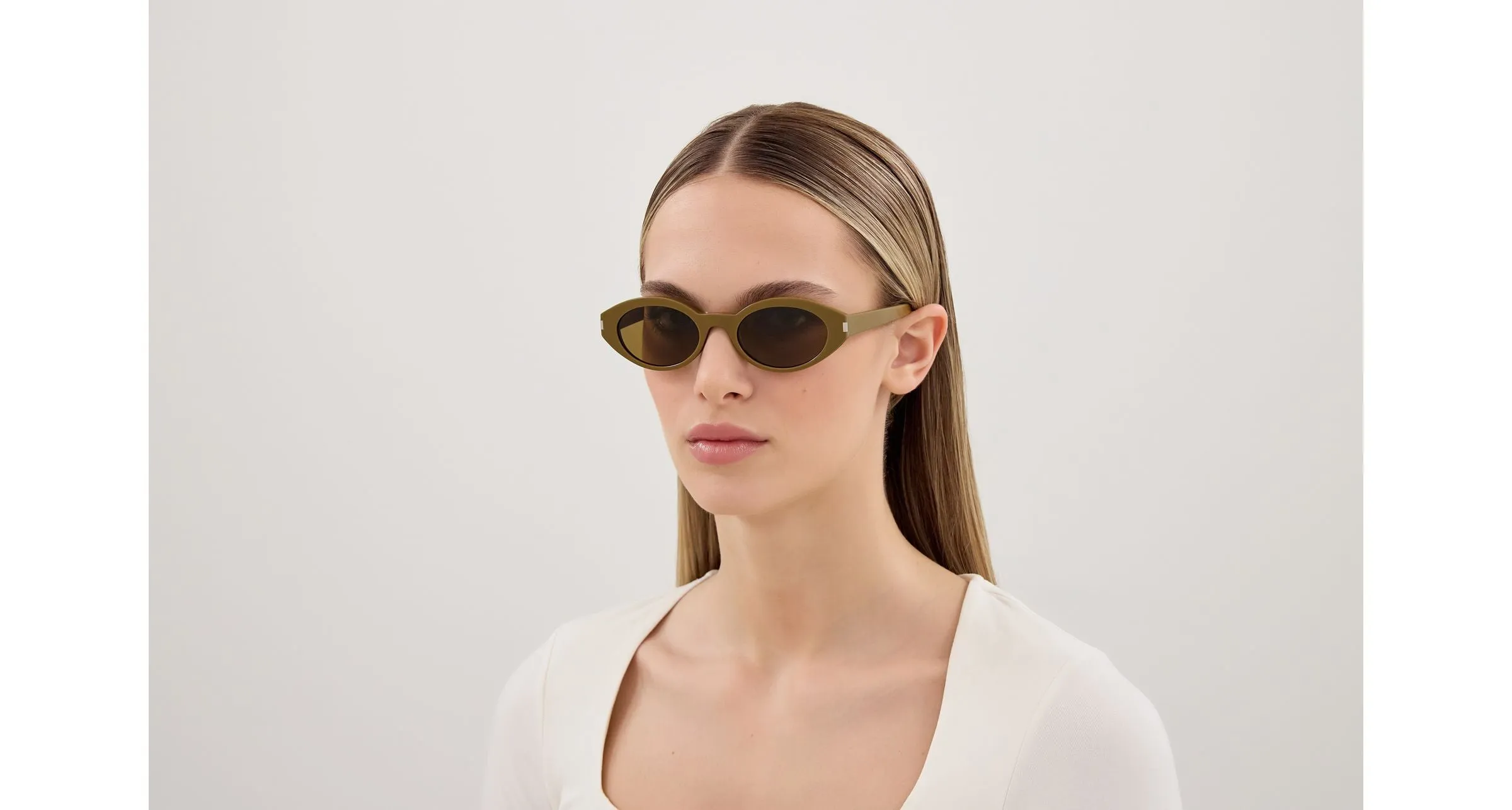 SAINT LAURENT SL 567 006 Occhiali da sole Acetato Marrone Marrone Rotonda - immagine 4