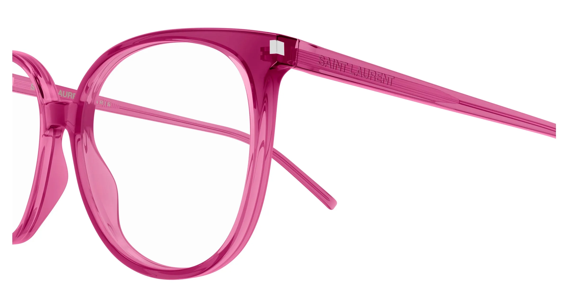 SAINT LAURENT SL 39 012 Montature da vista Acetato Rosa Trasparente Rotonda ["Antiriflesso"] - immagine 3