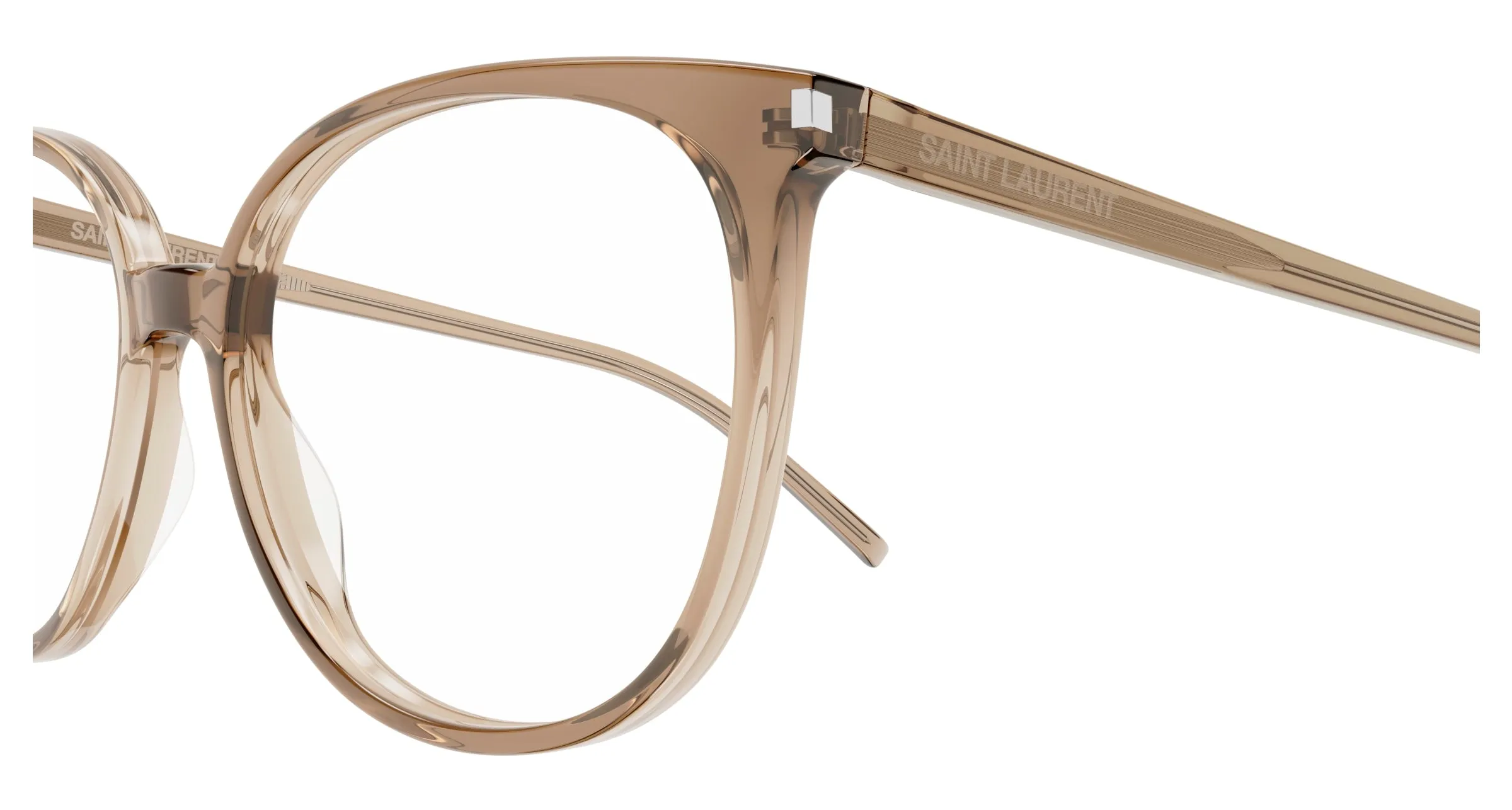 SAINT LAURENT SL 39 007 Montature da vista Acetato Marrone Trasparente Rotonda ["Antiriflesso"] - immagine 3