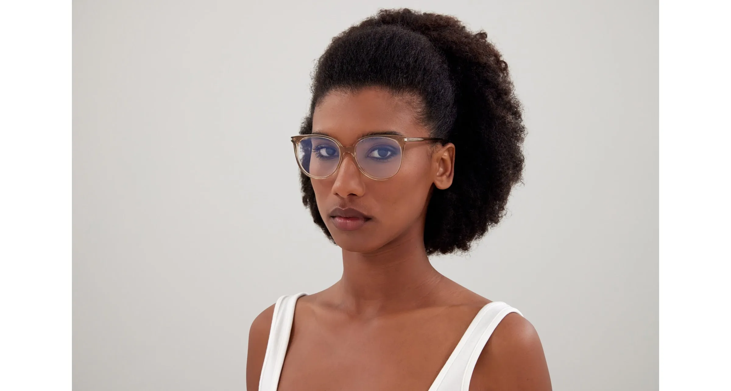 SAINT LAURENT SL 39 007 Montature da vista Acetato Marrone Trasparente Rotonda ["Antiriflesso"] - immagine 4