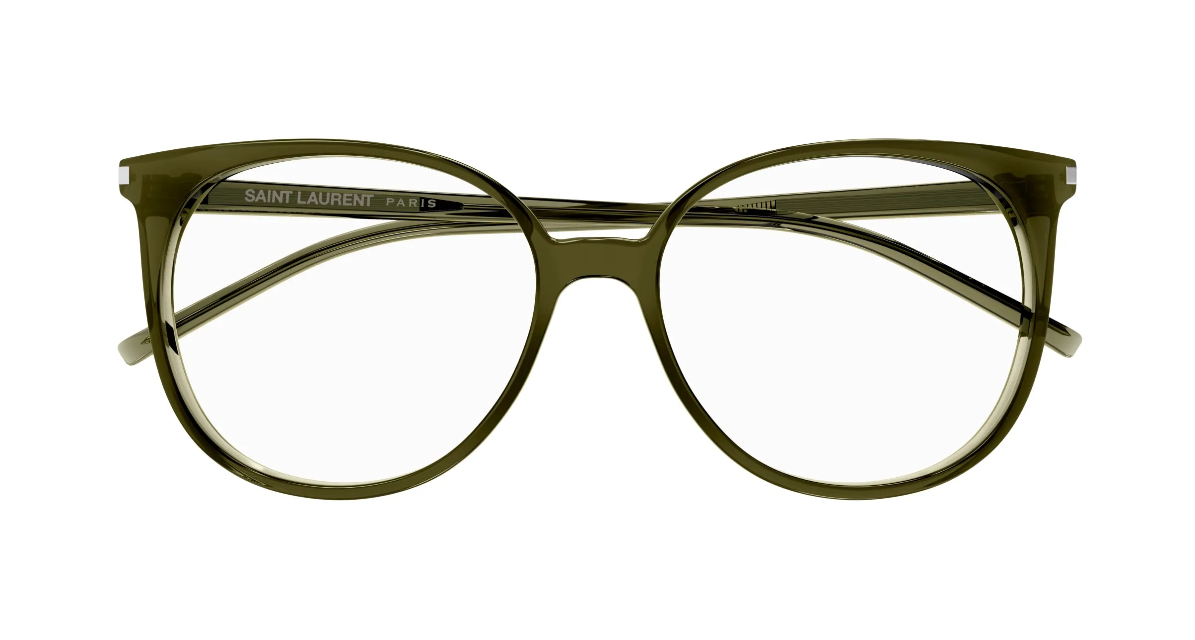 SAINT LAURENT SL 39 006 Montature da vista Acetato Verde Trasparente Rotonda ["Antiriflesso"] - immagine 2