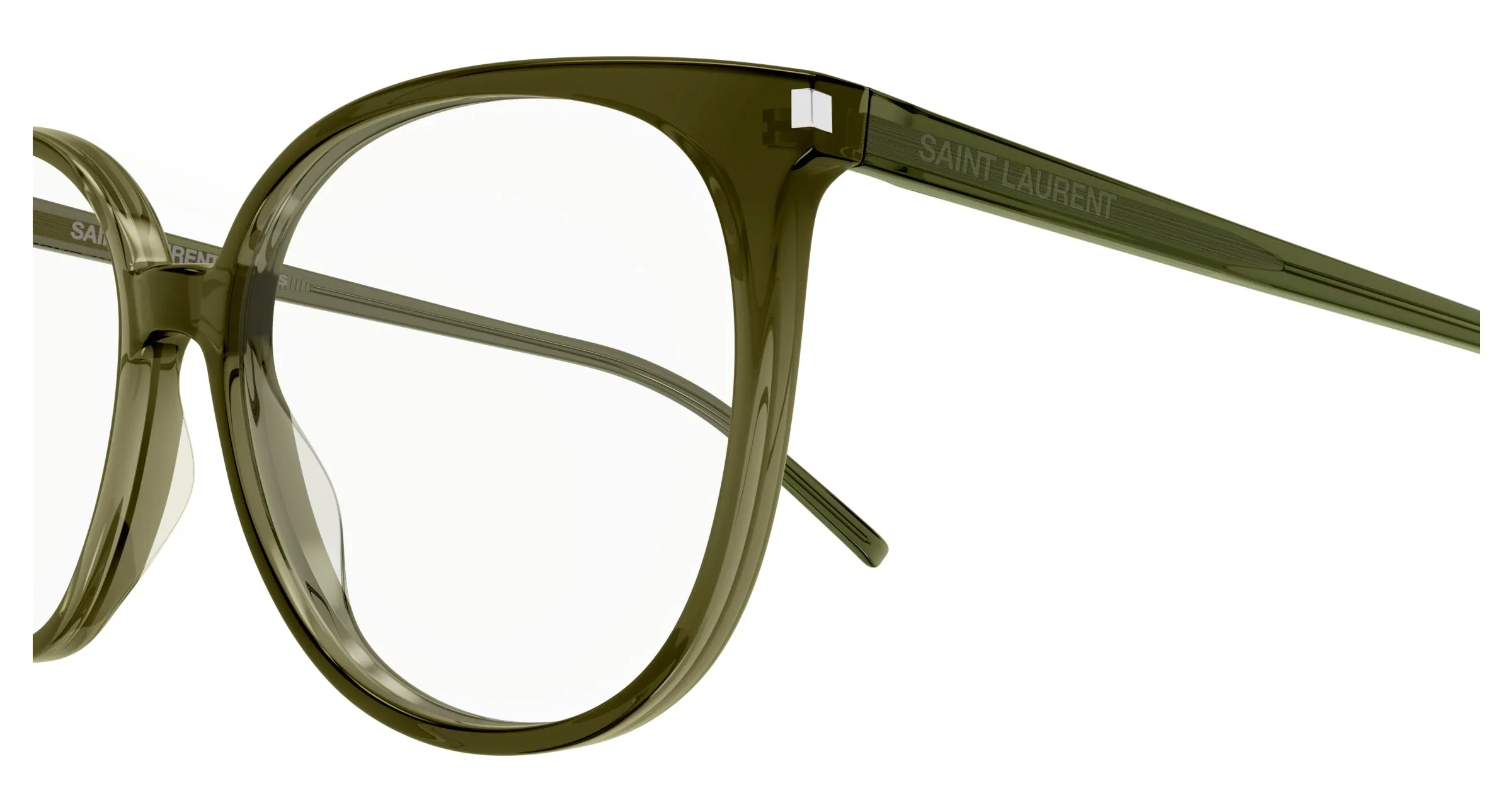 SAINT LAURENT SL 39 006 Montature da vista Acetato Verde Trasparente Rotonda ["Antiriflesso"] - immagine 3