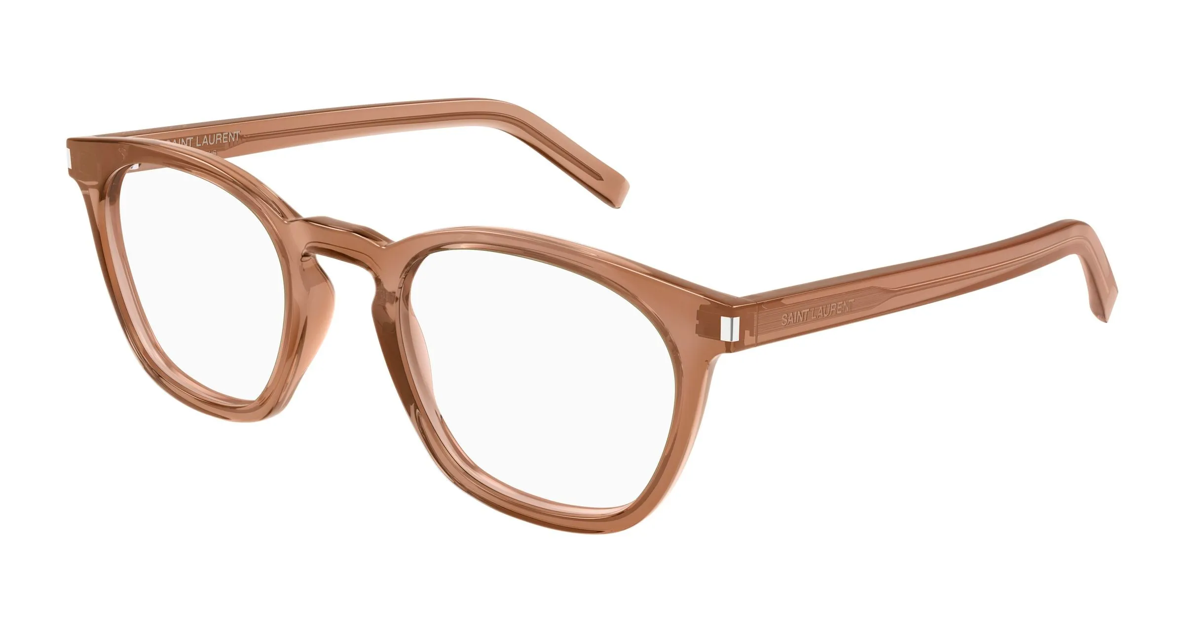 SAINT LAURENT SL 28 OPT 015 Montature da vista Acetato Marrone Trasparente Rotonda - immagine 1
