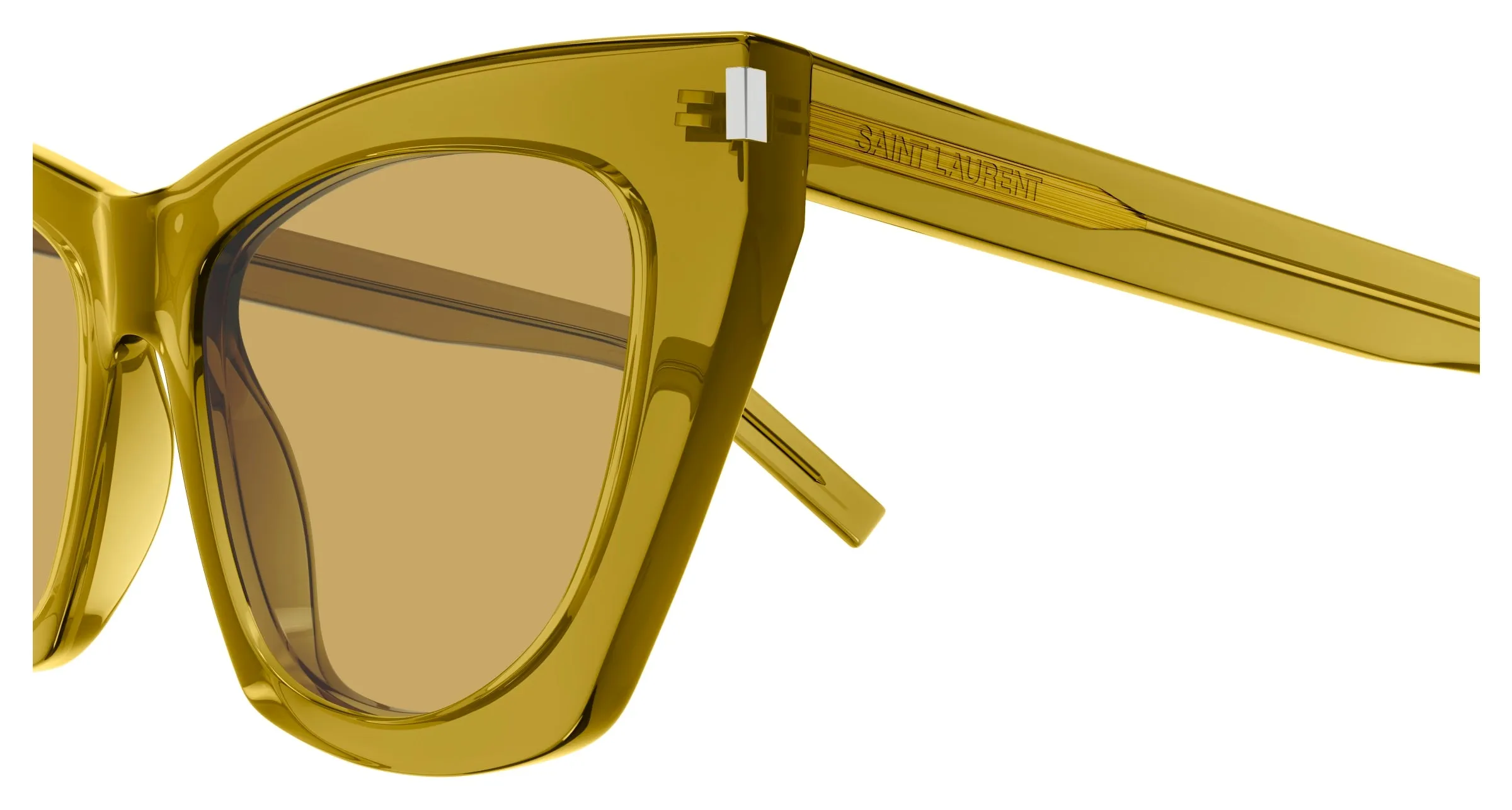 SAINT LAURENT SL 214 KATE 037 Occhiali da sole Acetato Verde Marrone Cat Eye - immagine 3