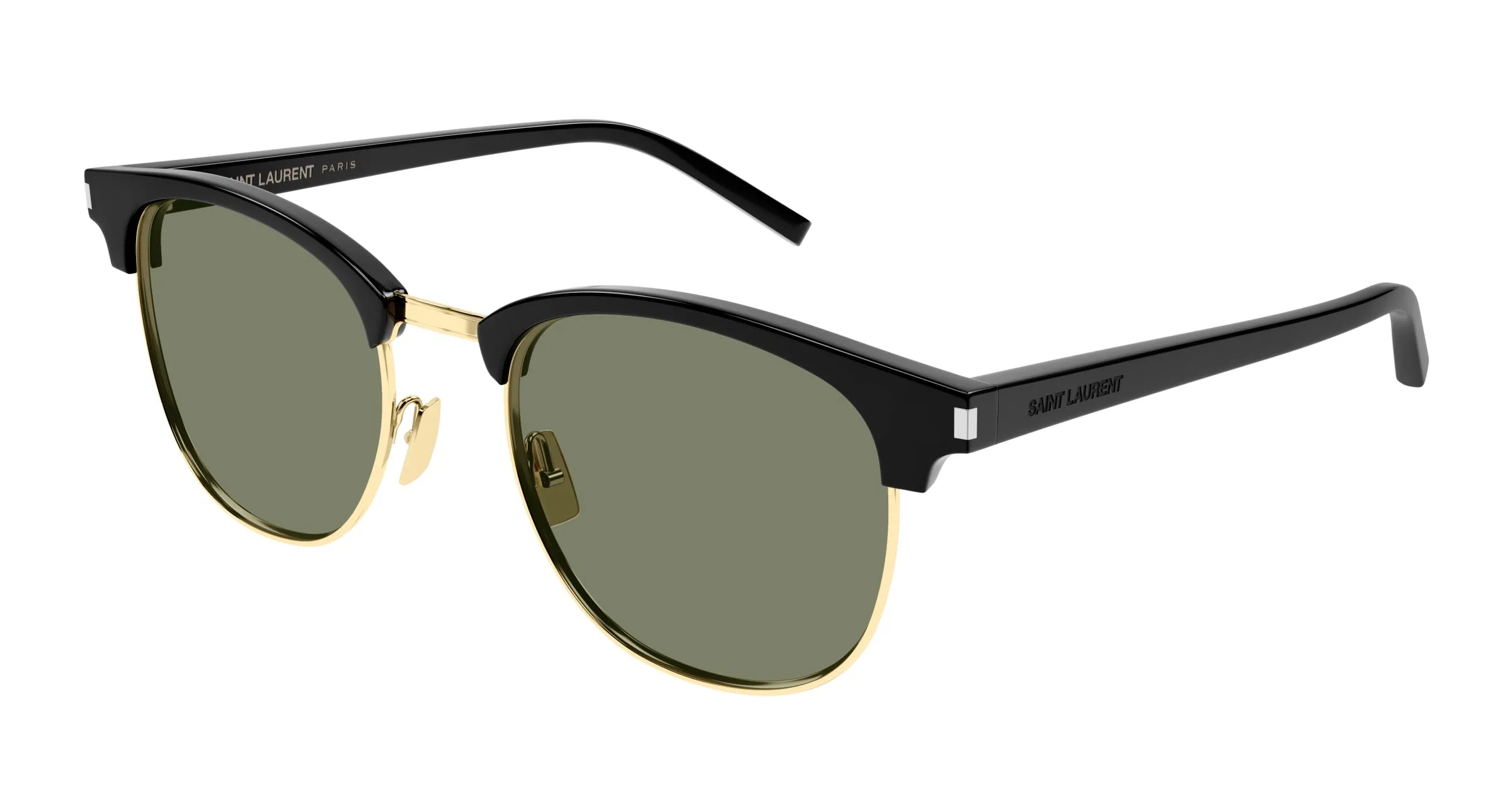 SAINT LAURENT SL 108 014 Occhiali da sole Acetato Nero Verde Rotonda - immagine 1