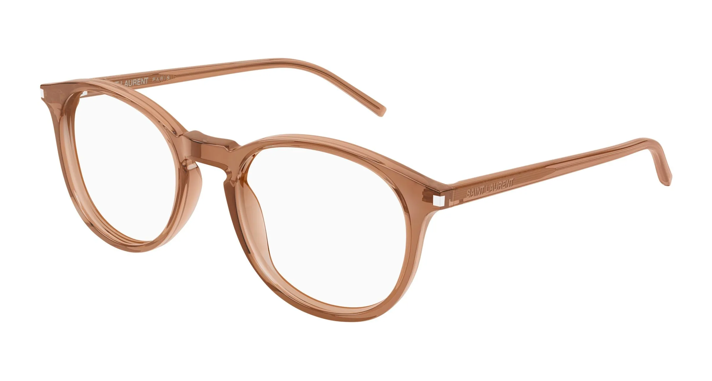 SAINT LAURENT SL 106 027 Montature da vista Acetato Marrone Trasparente Rotonda - immagine 1