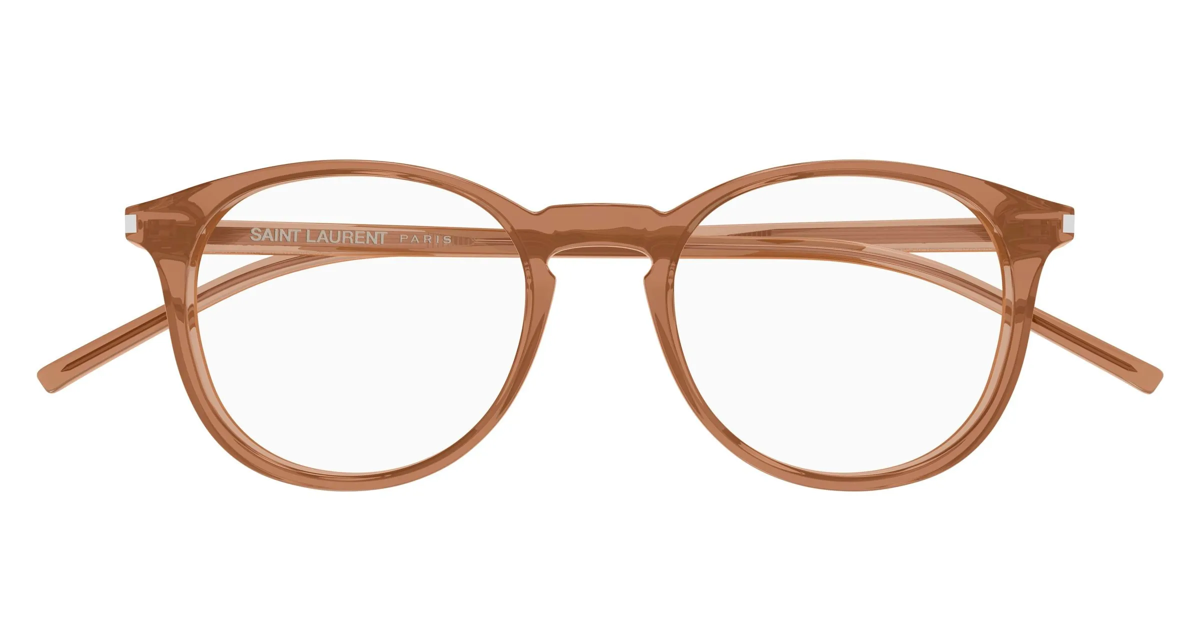 SAINT LAURENT SL 106 027 Montature da vista Acetato Marrone Trasparente Rotonda - immagine 2