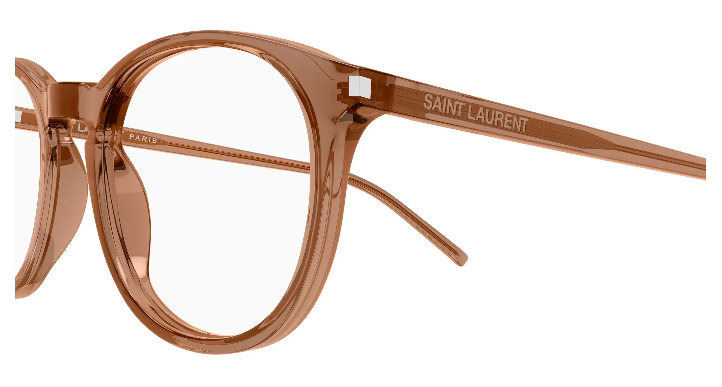 SAINT LAURENT SL 106 027 Montature da vista Acetato Marrone Trasparente Rotonda - immagine 3