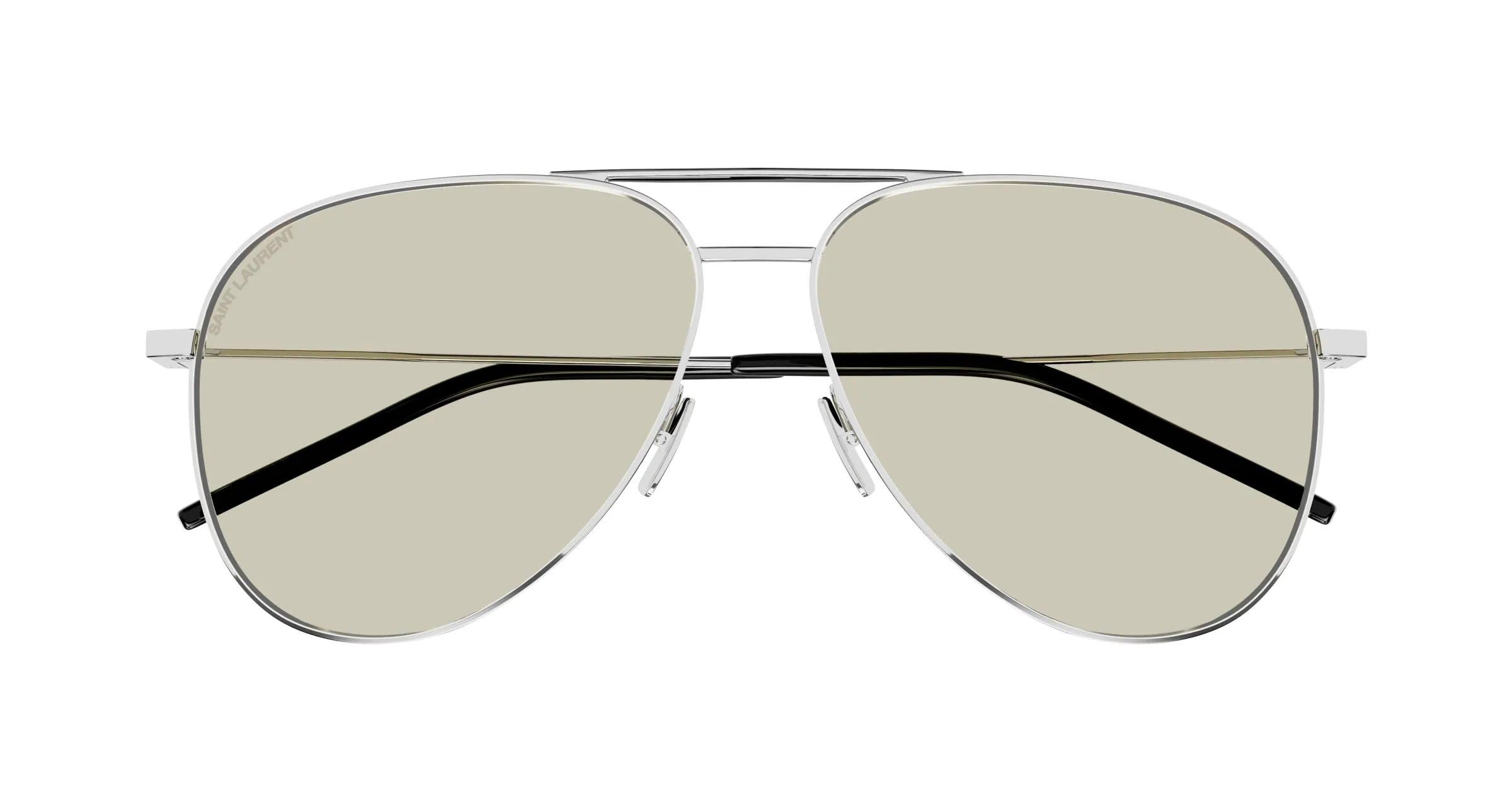 SAINT LAURENT CLASSIC 11 071 Occhiali da sole Metallo Argento Marrone Pilot - immagine 2