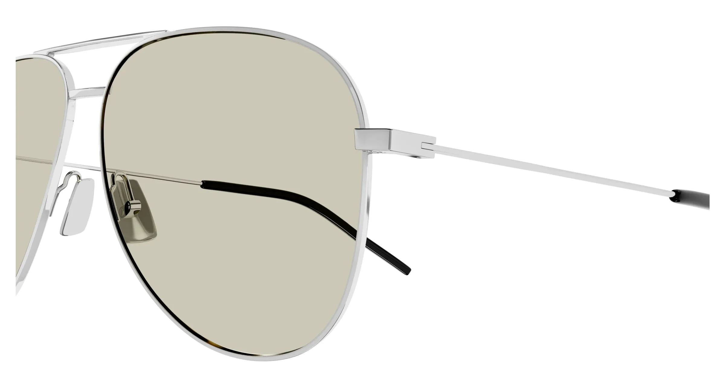 SAINT LAURENT CLASSIC 11 071 Occhiali da sole Metallo Argento Marrone Pilot - immagine 3