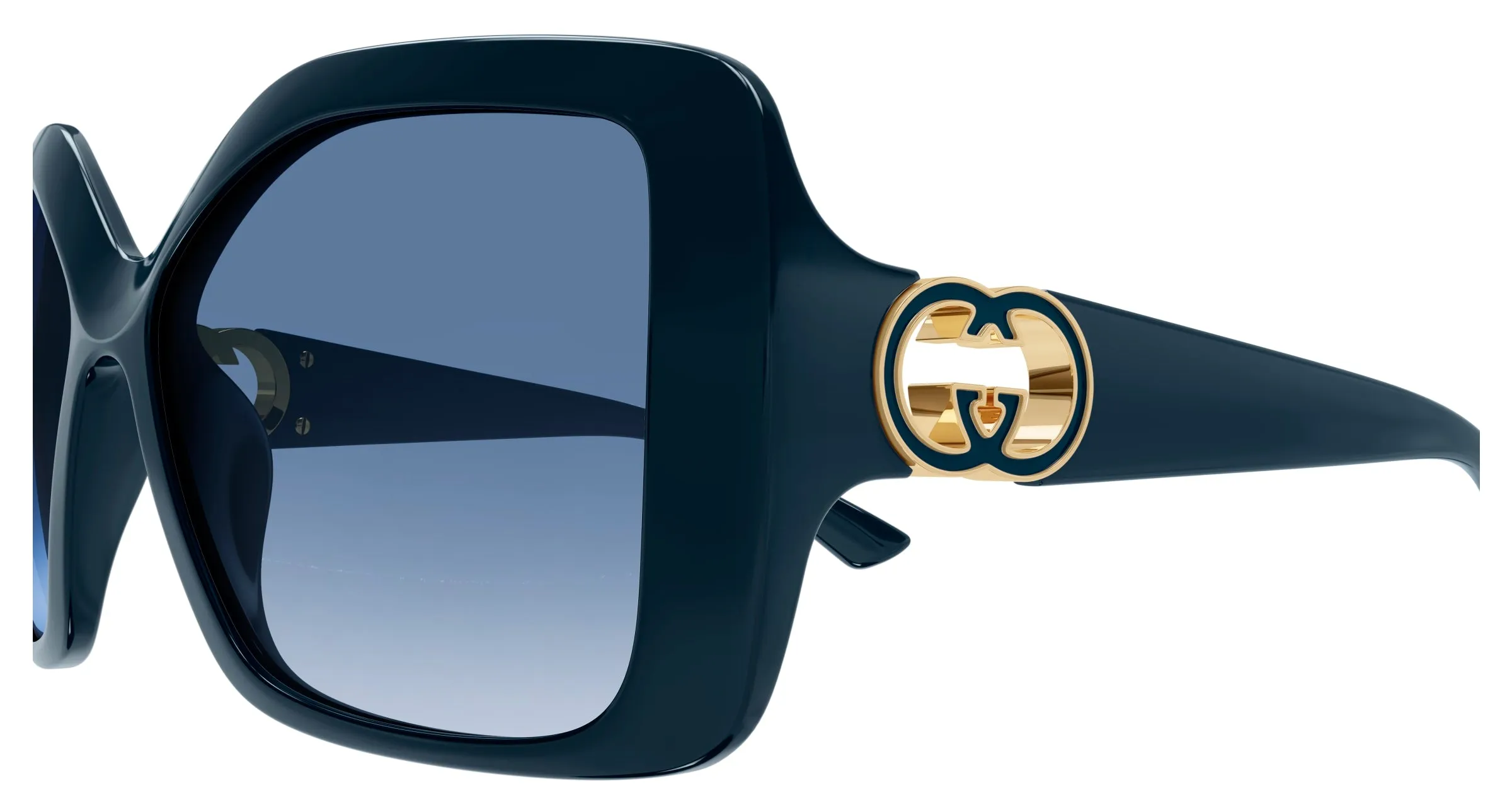 Gucci GG2015S 007 Occhiali da sole Iniettato Blu Squadrata - immagine 3