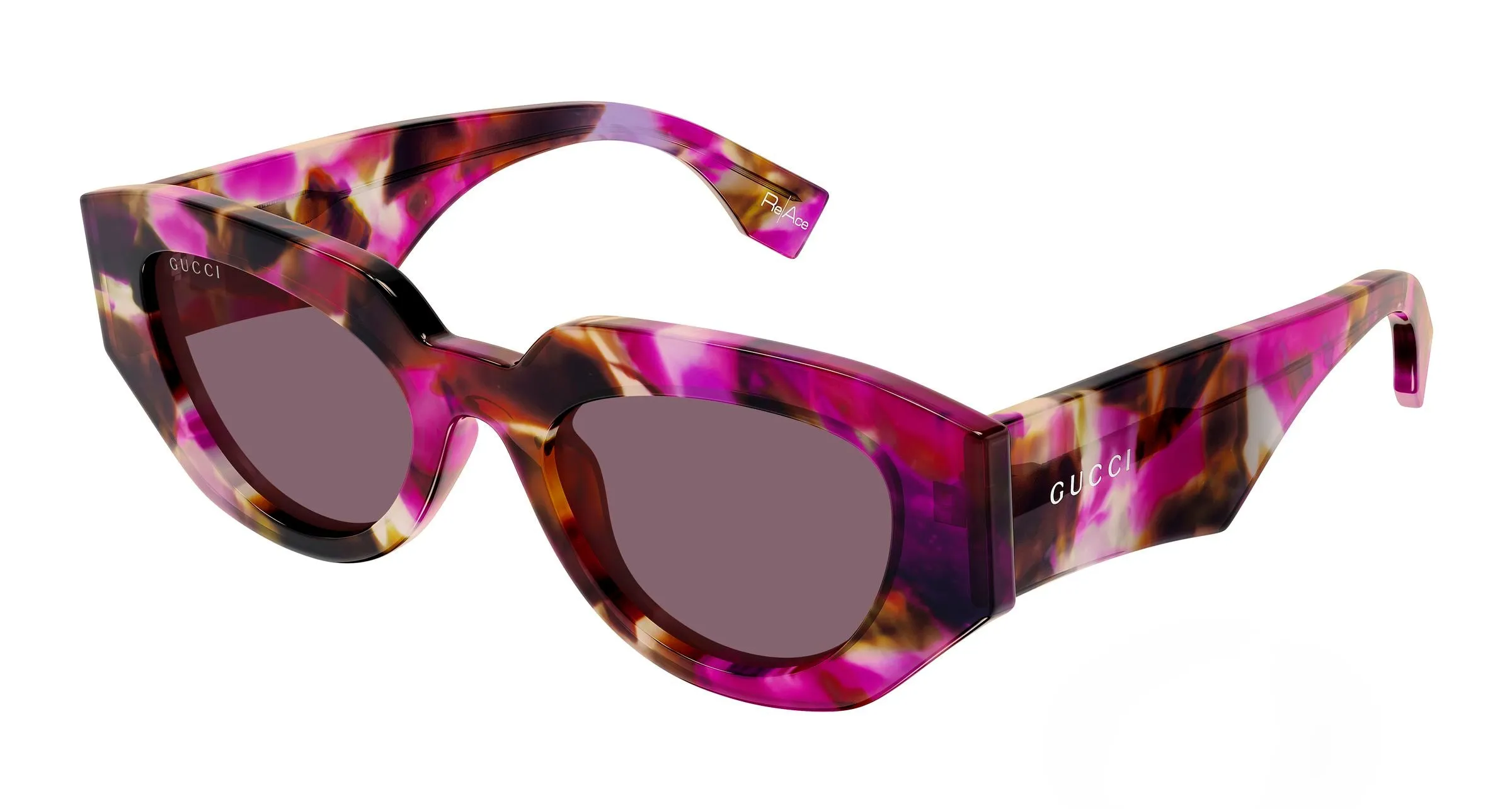 Gucci GG2007S 001 Occhiali da sole Acetato Havana Viola Cat Eye - immagine 1