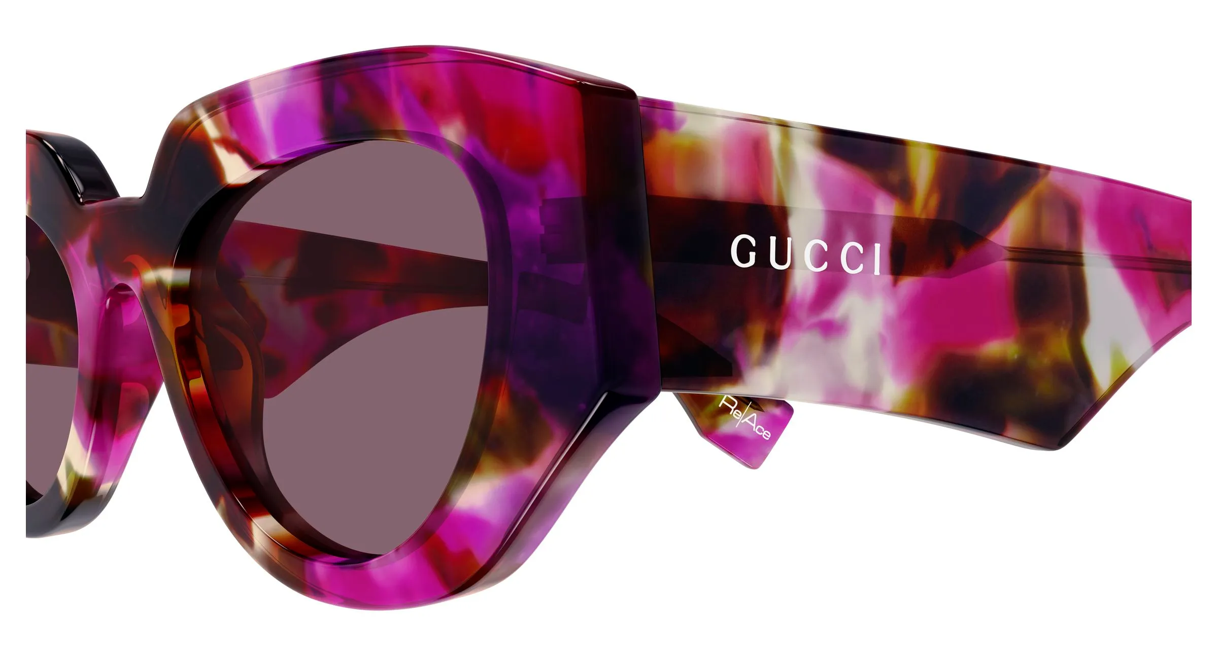 Gucci GG2007S 001 Occhiali da sole Acetato Havana Viola Cat Eye - immagine 3