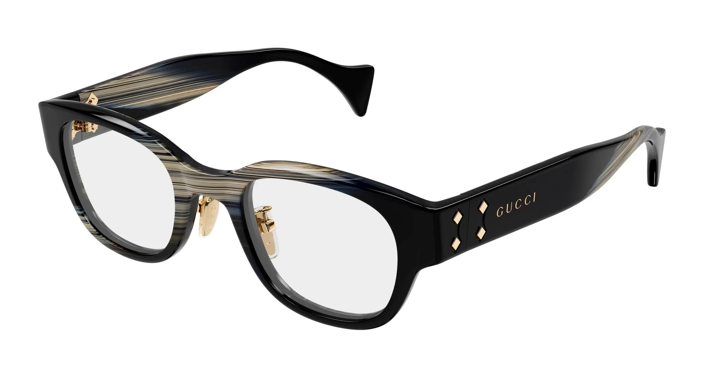 Gucci GG2001OJ 003 Montature da vista Acetato Nero Trasparente Rotonda - immagine 1