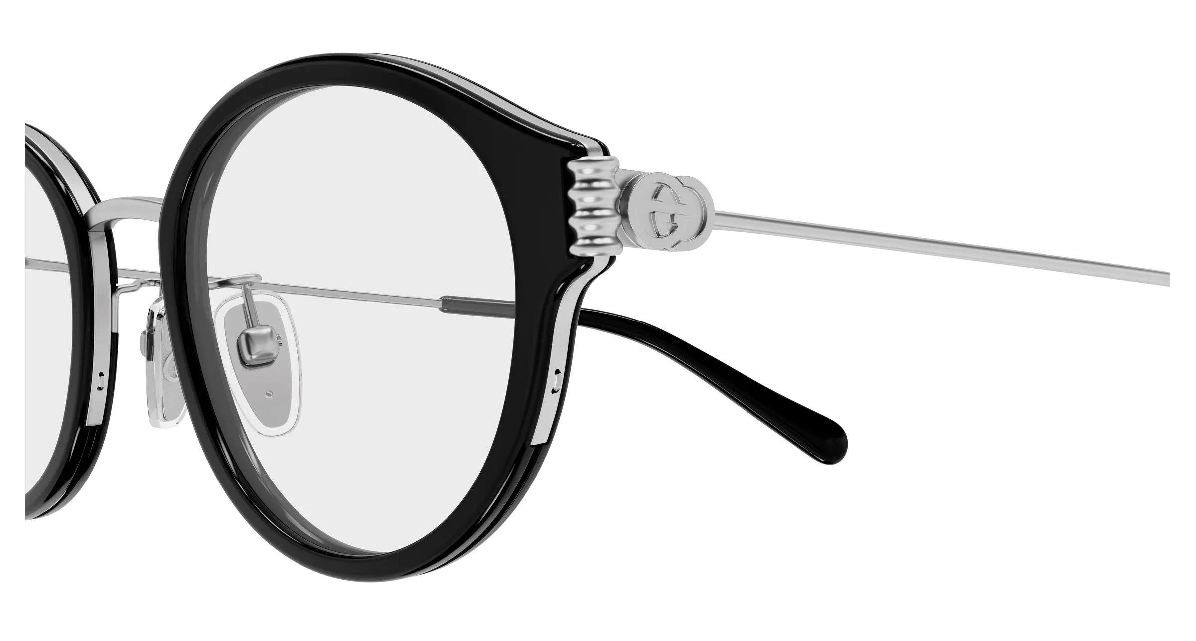 Gucci GG1999OJ 004 Montature da vista Acetato Nero Trasparente Rotonda - immagine 3