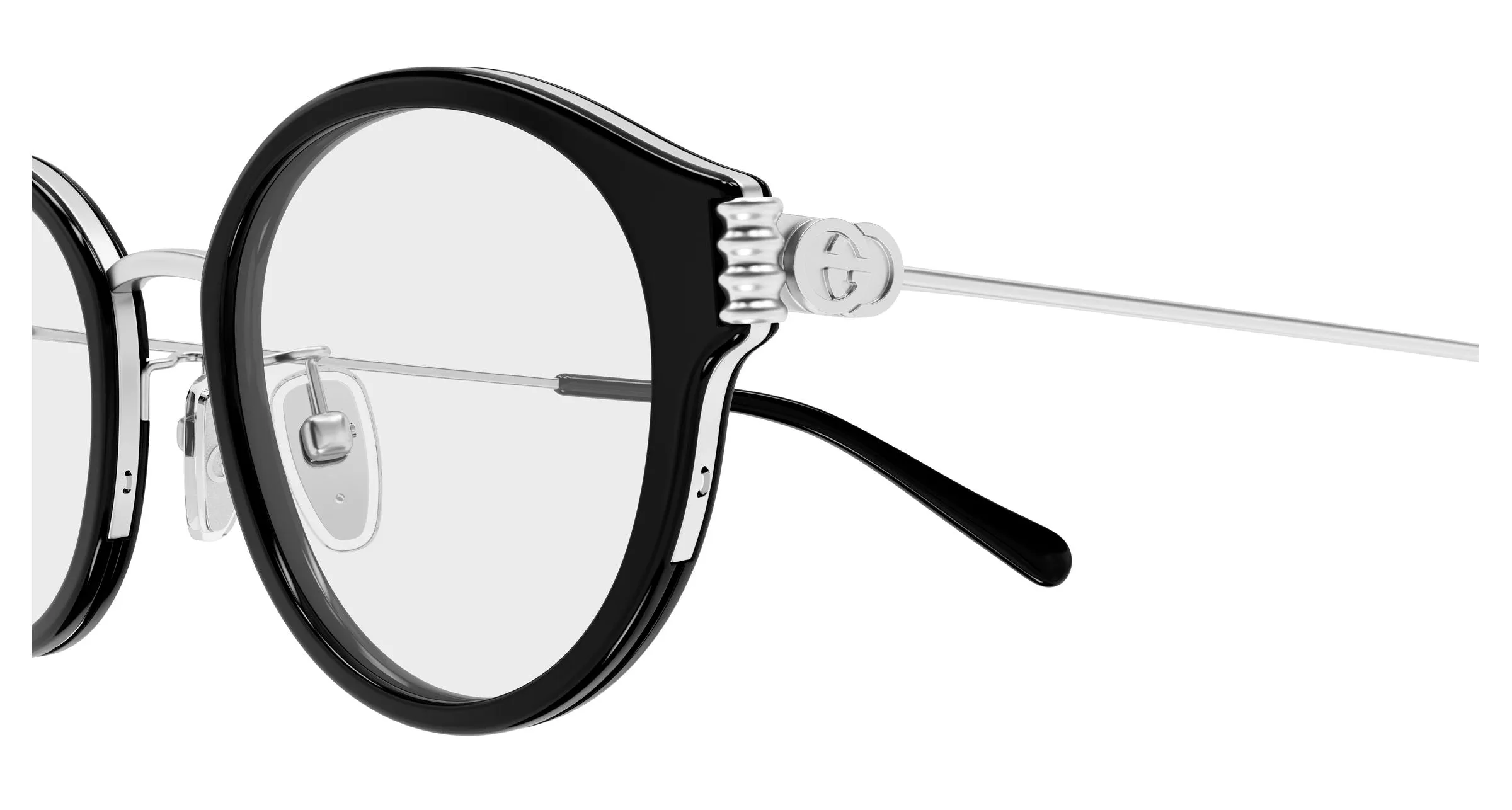 Gucci GG1999OJ 001 Montature da vista Acetato Nero Trasparente Rotonda - immagine 3