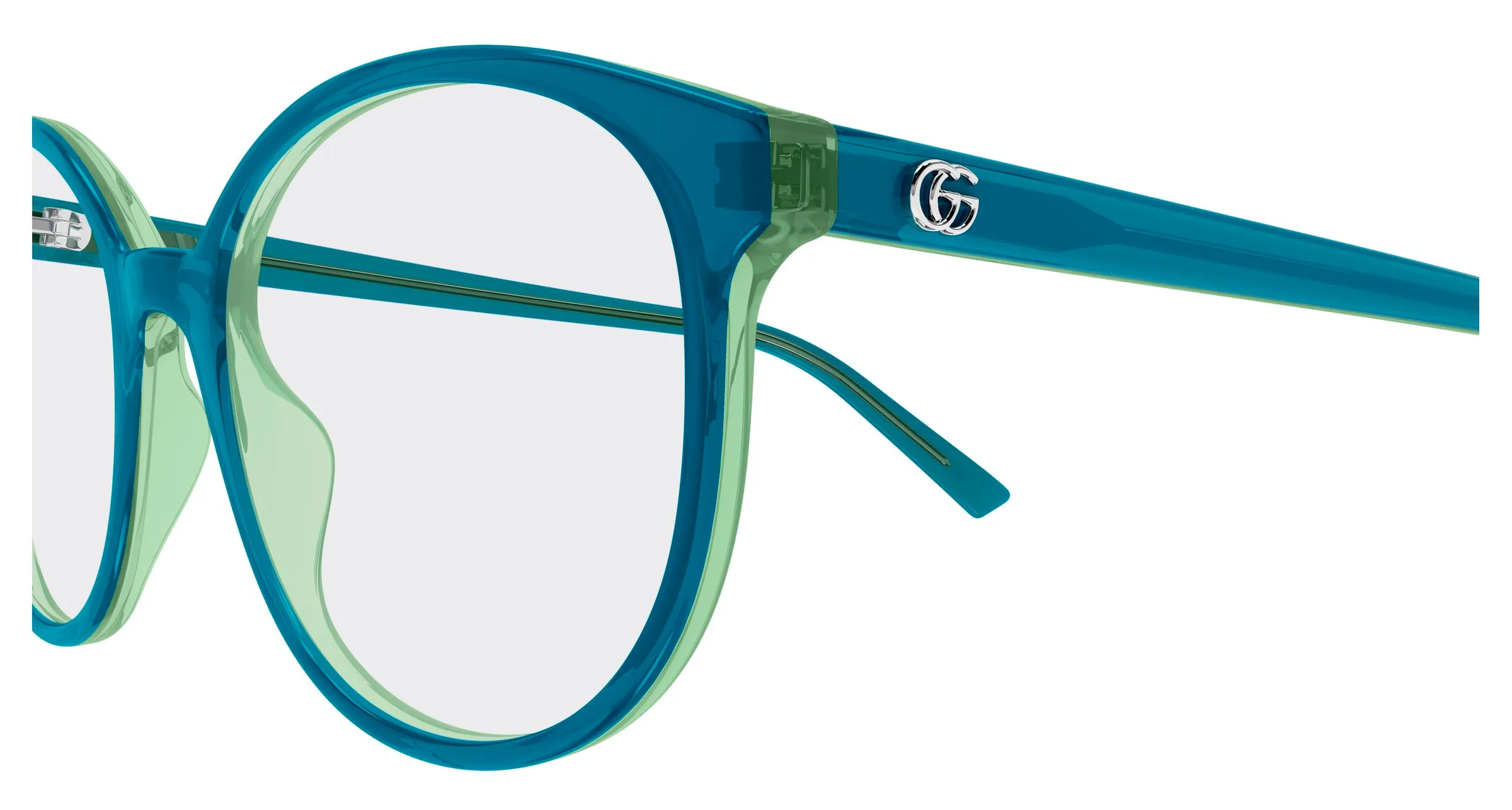 Gucci GG1996O 004 Montature da vista Acetato Blu Trasparente Rotonda - immagine 3