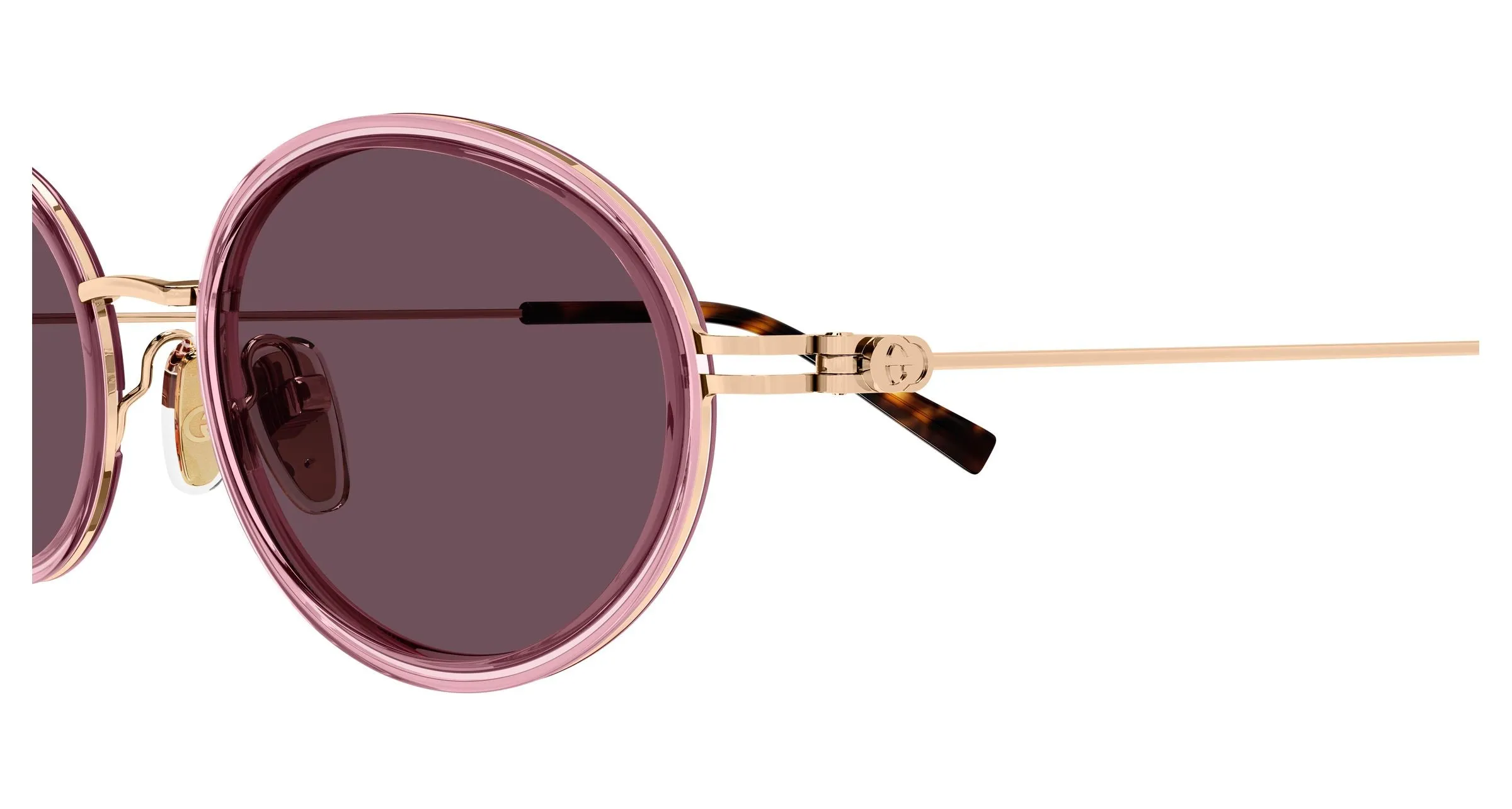 Gucci GG1980S 003 Occhiali da sole Iniettato Rosa Viola Rotonda - immagine 3