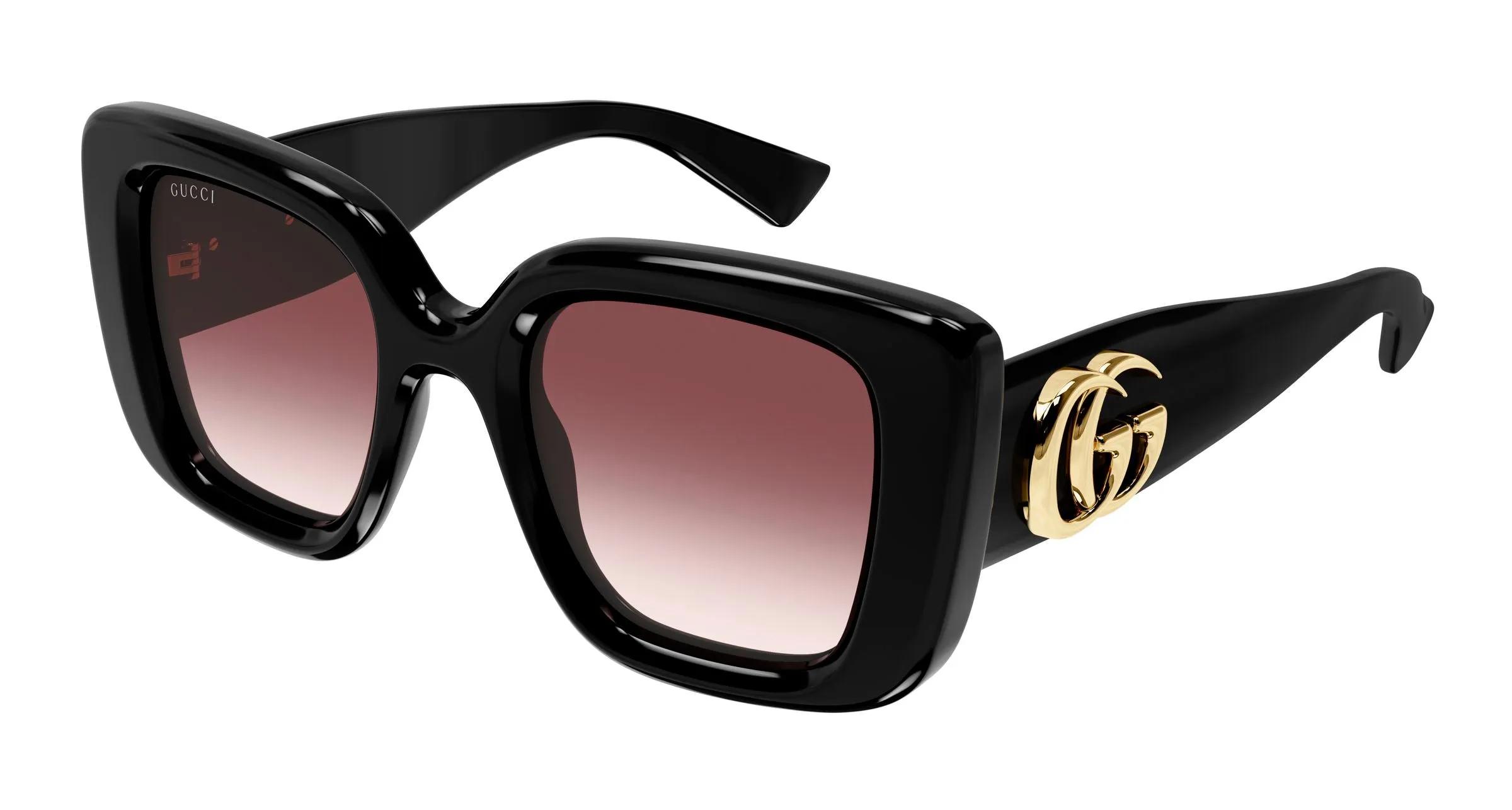 Gucci GG1975S 001 Occhiali da sole Iniettato Nero Rosso Farfalla - immagine 1