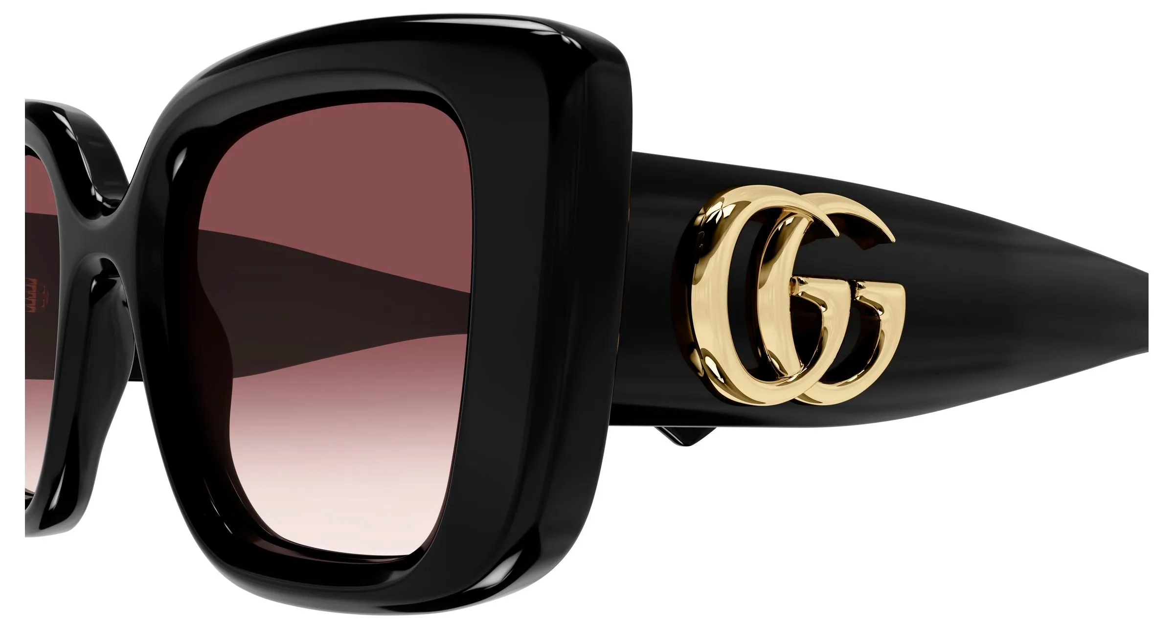 Gucci GG1975S 001 Occhiali da sole Iniettato Nero Rosso Farfalla - immagine 3