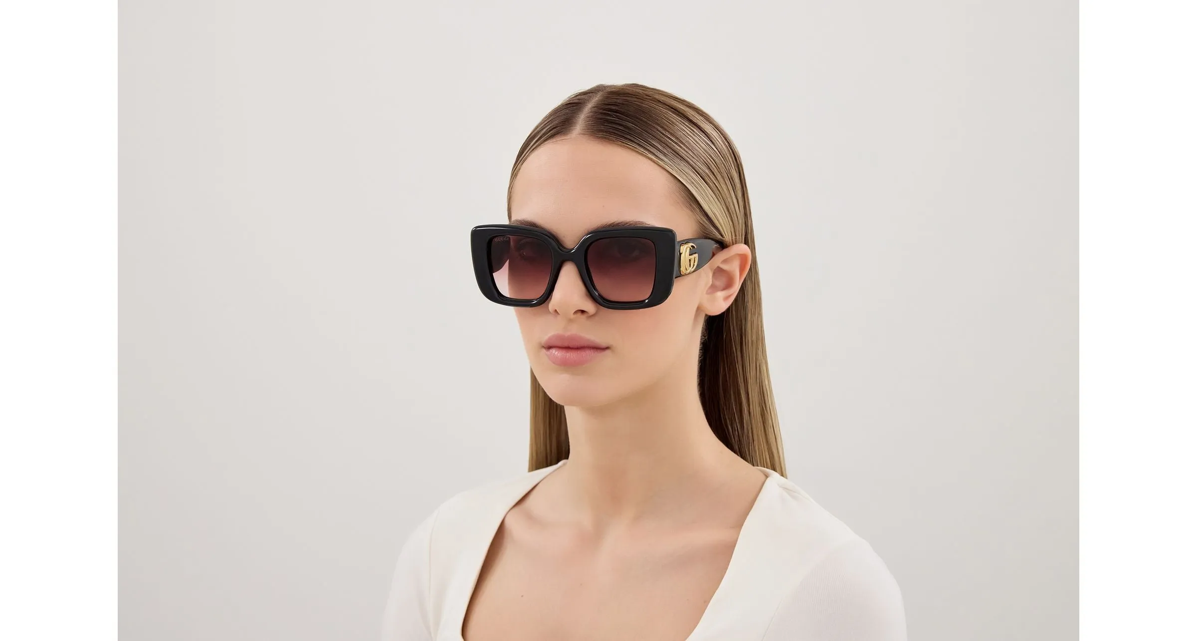 Gucci GG1975S 001 Occhiali da sole Iniettato Nero Rosso Farfalla - immagine 4