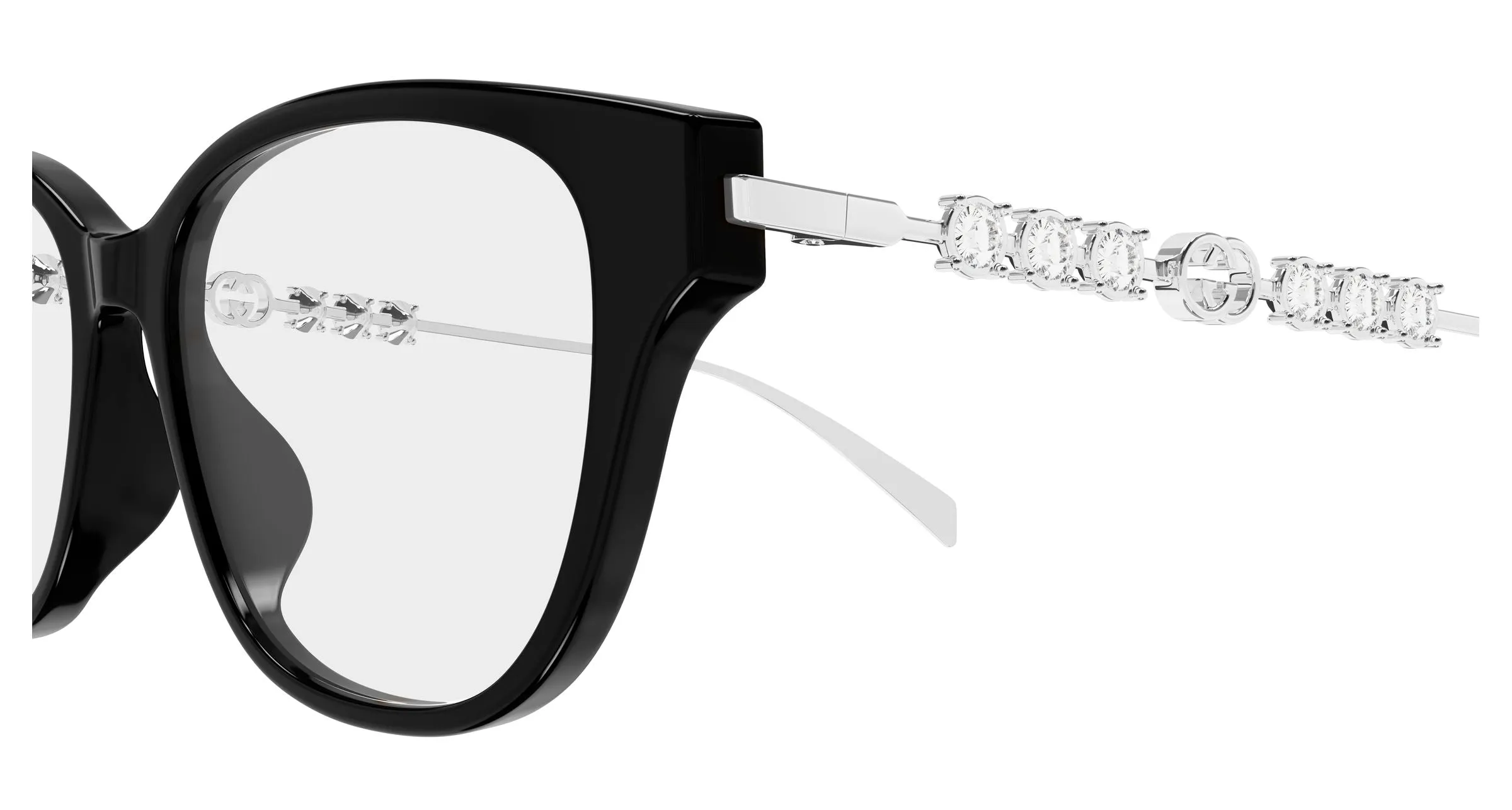Gucci GG1972OA 002 Montature da vista Acetato Nero Trasparente Rotonda - immagine 3