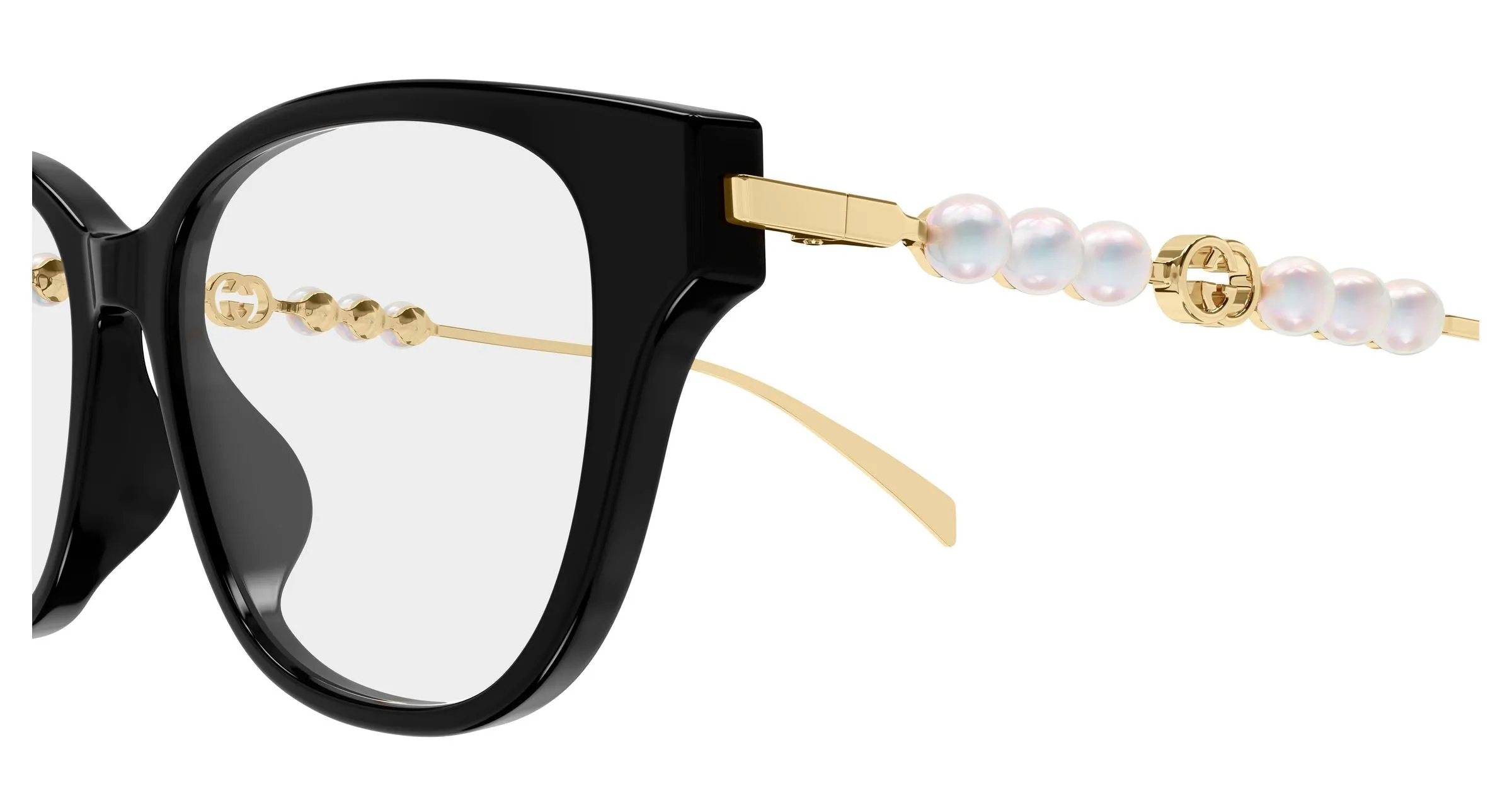 Gucci GG1972OA 001 Montature da vista Acetato Nero Trasparente Rotonda - immagine 3