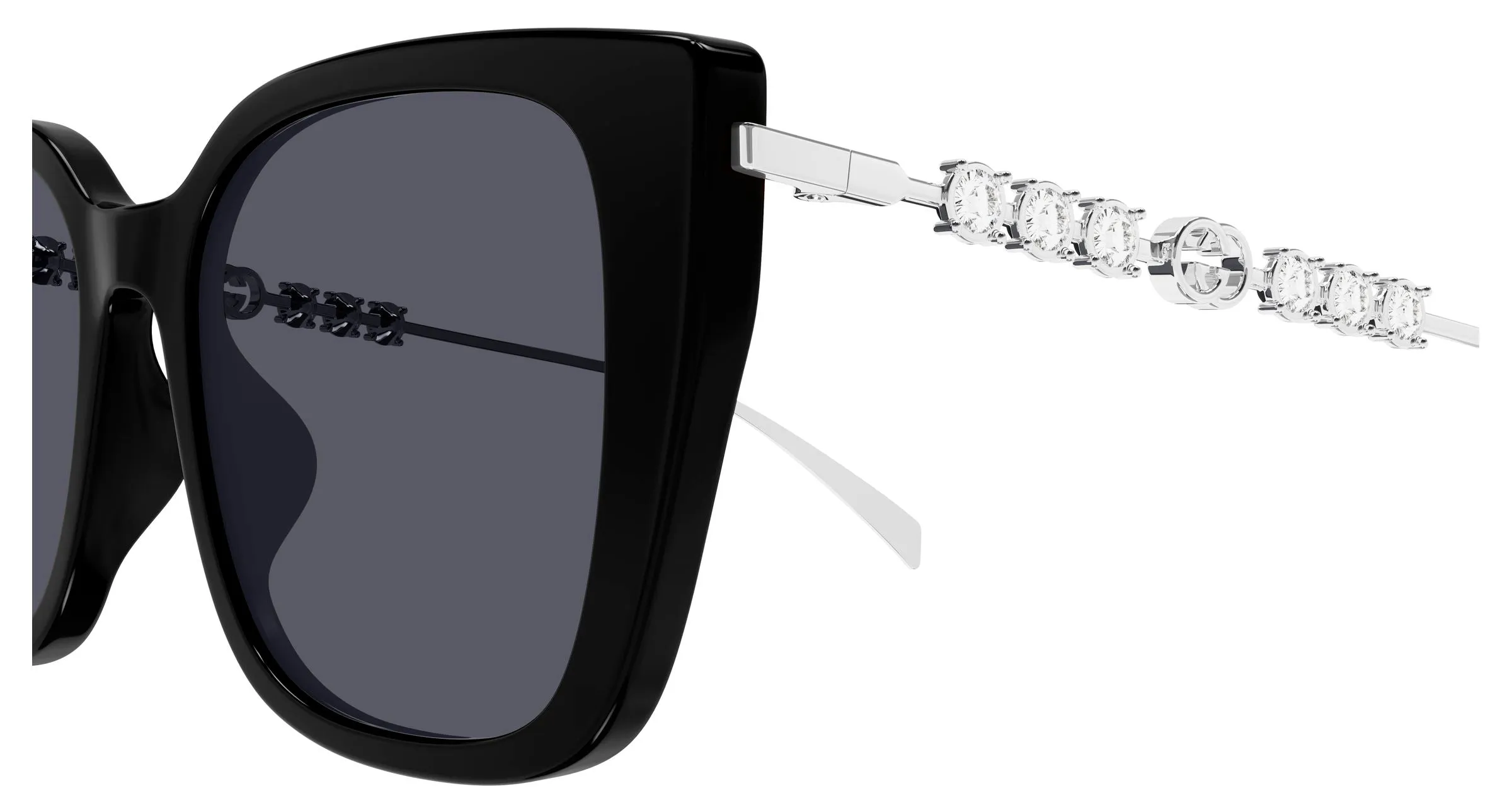Gucci GG1971SA 002 Occhiali da sole Acetato Nero Grigio Farfalla - immagine 3