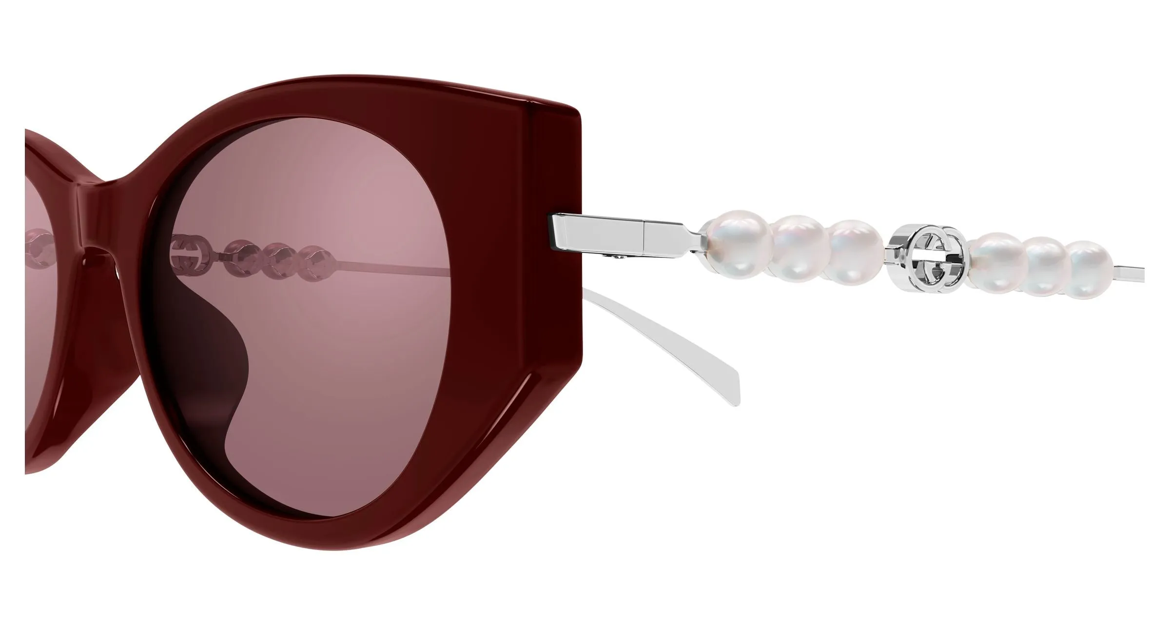 Gucci GG1970SA 004 Occhiali da sole Acetato Bordeaux Rosso Cat Eye - immagine 3