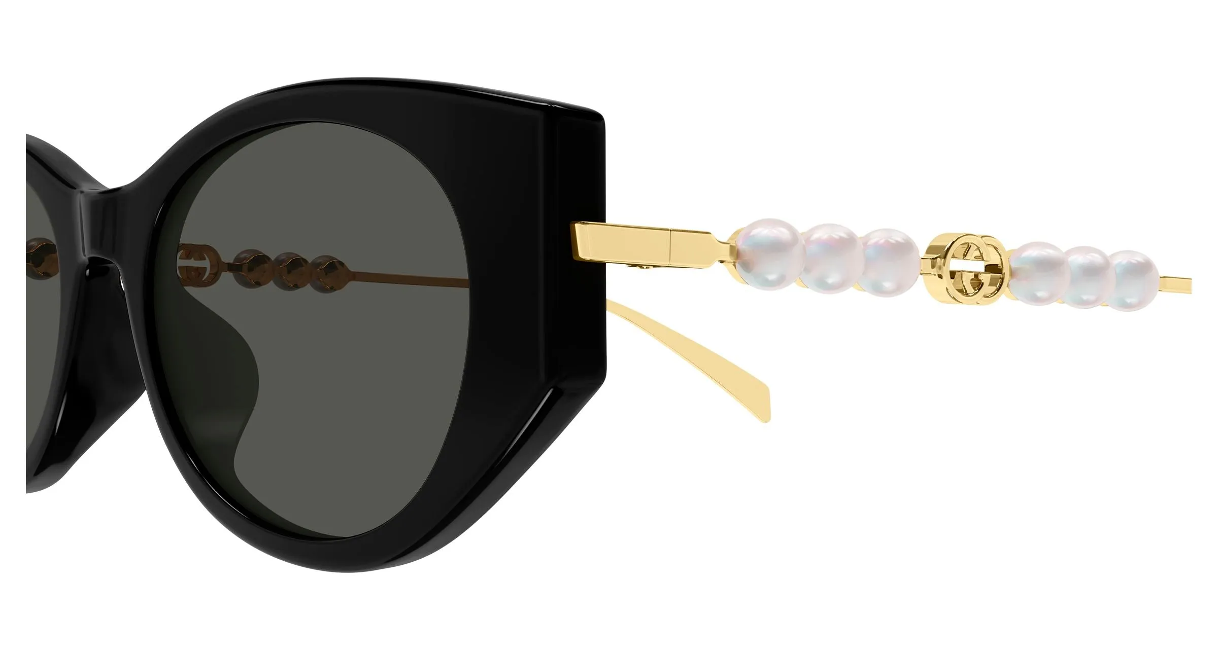 Gucci GG1970SA 001 Occhiali da sole Acetato Nero Grigio Cat Eye - immagine 3