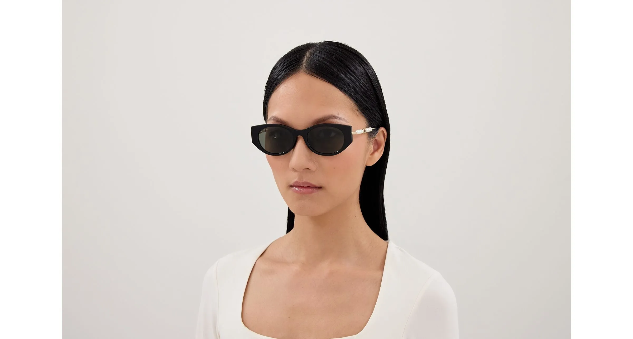 Gucci GG1970SA 001 Occhiali da sole Acetato Nero Grigio Cat Eye - immagine 4