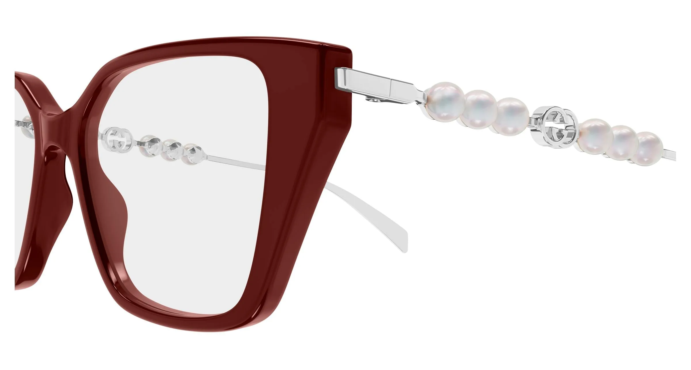 Gucci GG1969O 004 Montature da vista Acetato Bordeaux Trasparente Cat Eye - immagine 3