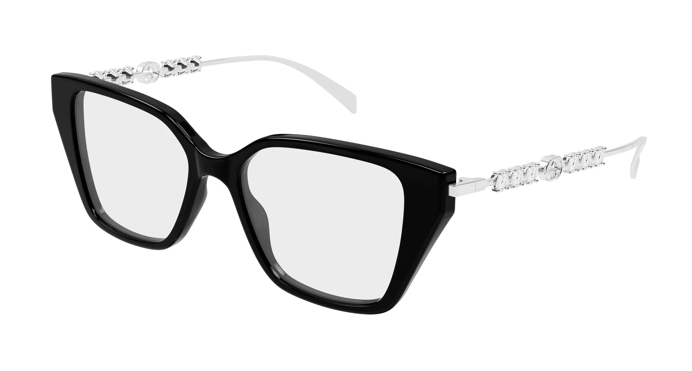 Gucci GG1969O 002 Montature da vista Acetato Nero Trasparente Cat Eye - immagine 1