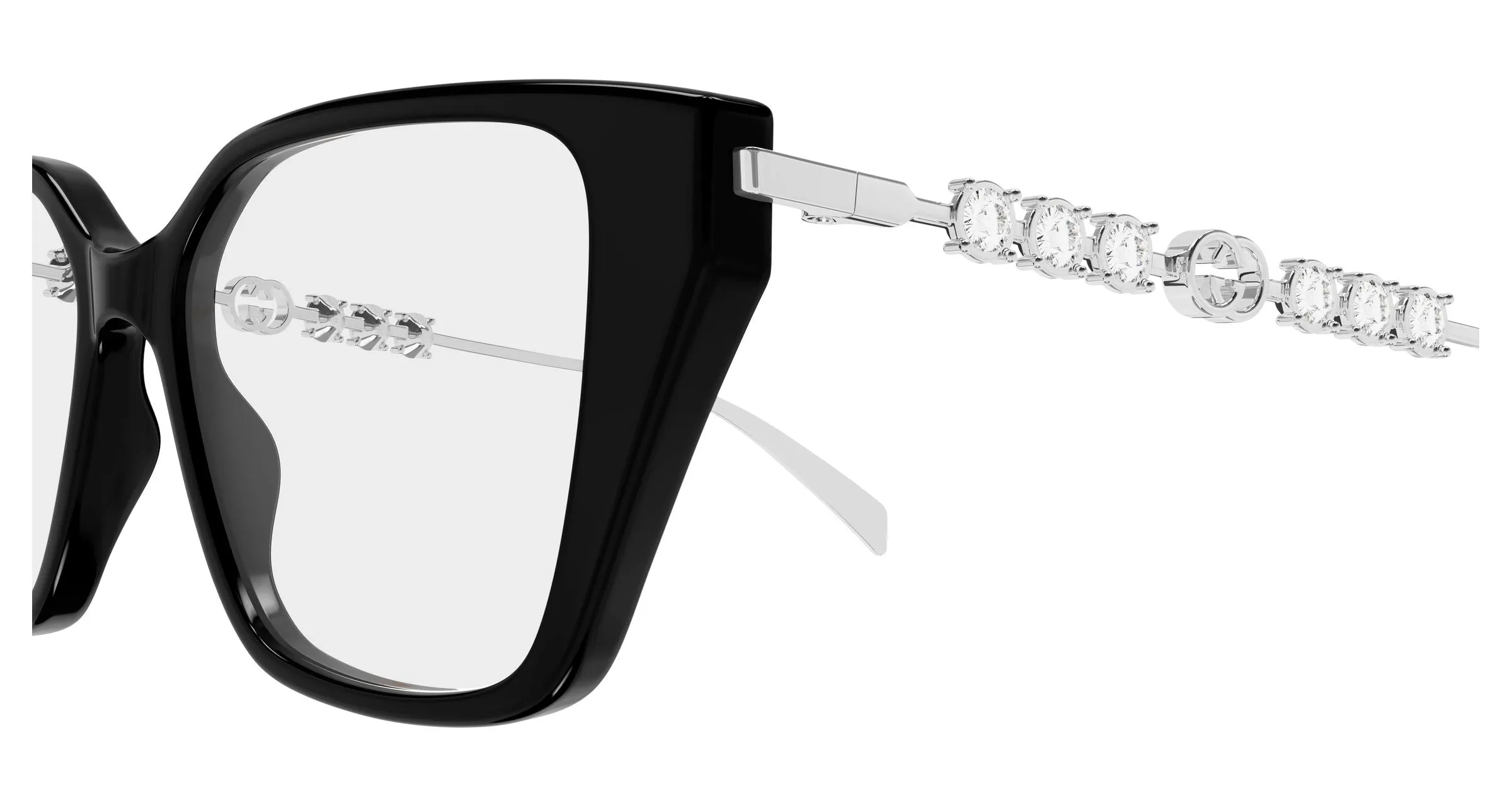 Gucci GG1969O 002 Montature da vista Acetato Nero Trasparente Cat Eye - immagine 3