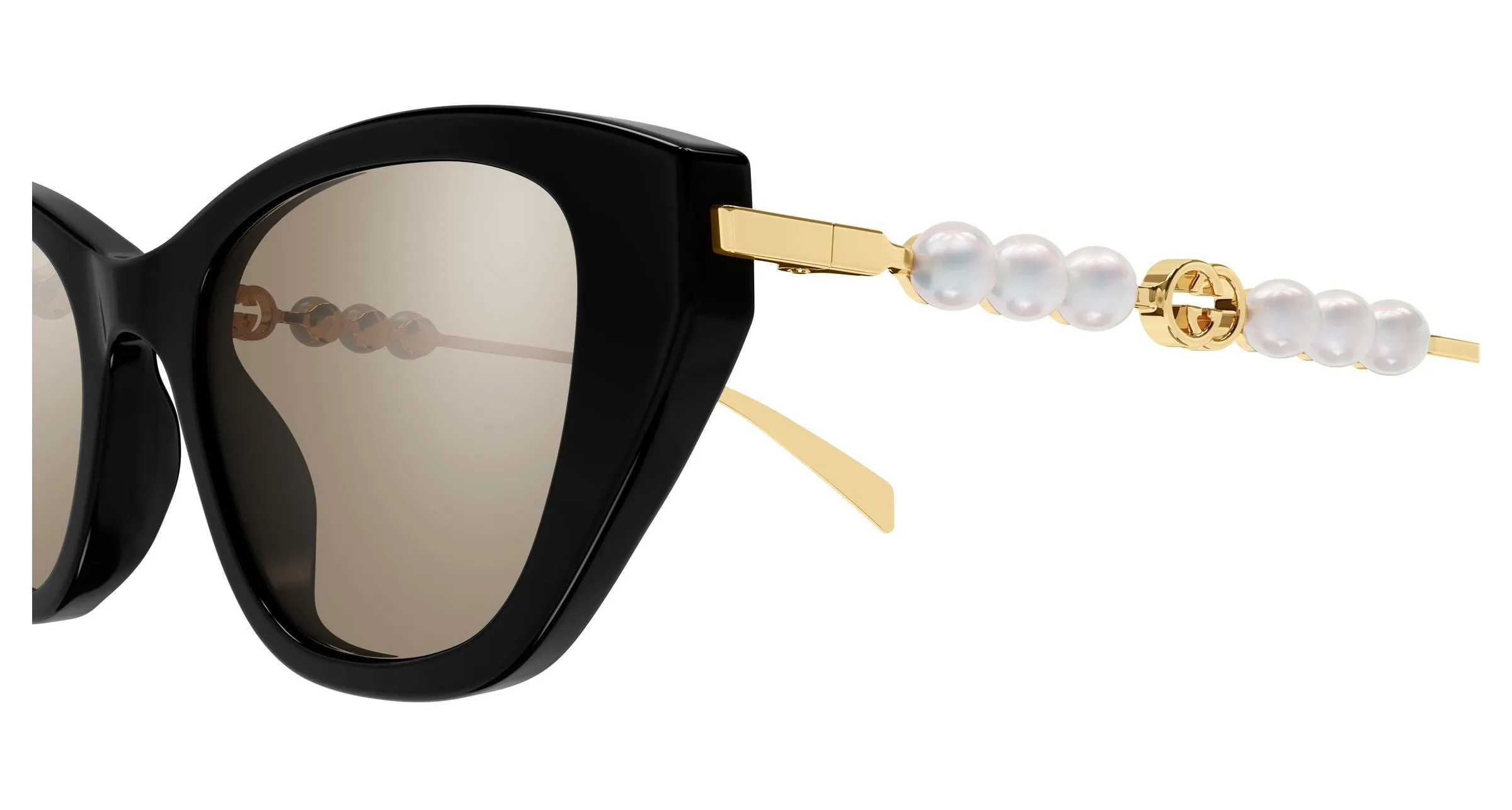 Gucci GG1968S 004 Occhiali da sole Acetato Nero Marrone Cat Eye - immagine 3