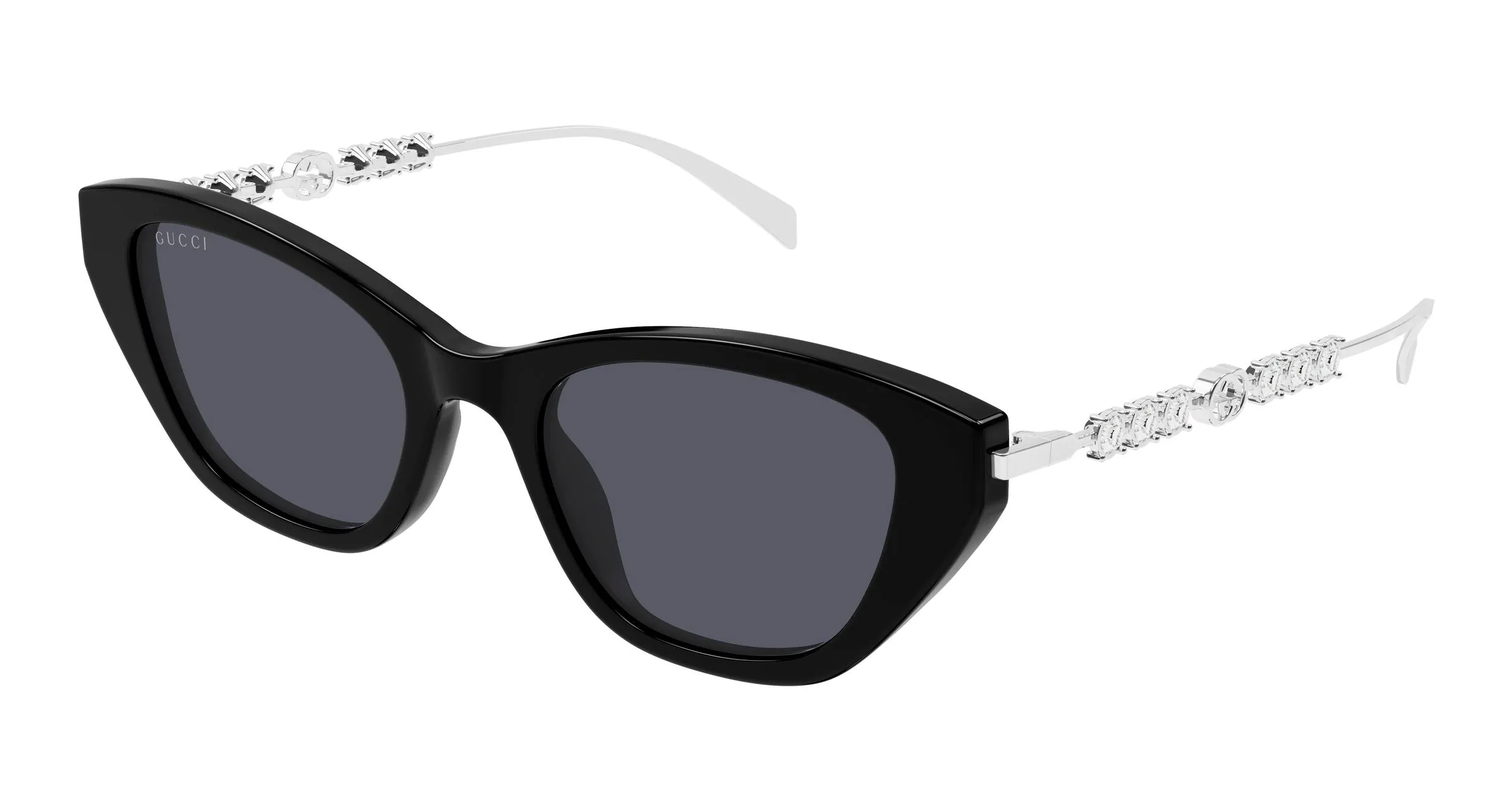 Gucci GG1968S 002 Occhiali da sole Acetato Nero Grigio Cat Eye - immagine 1