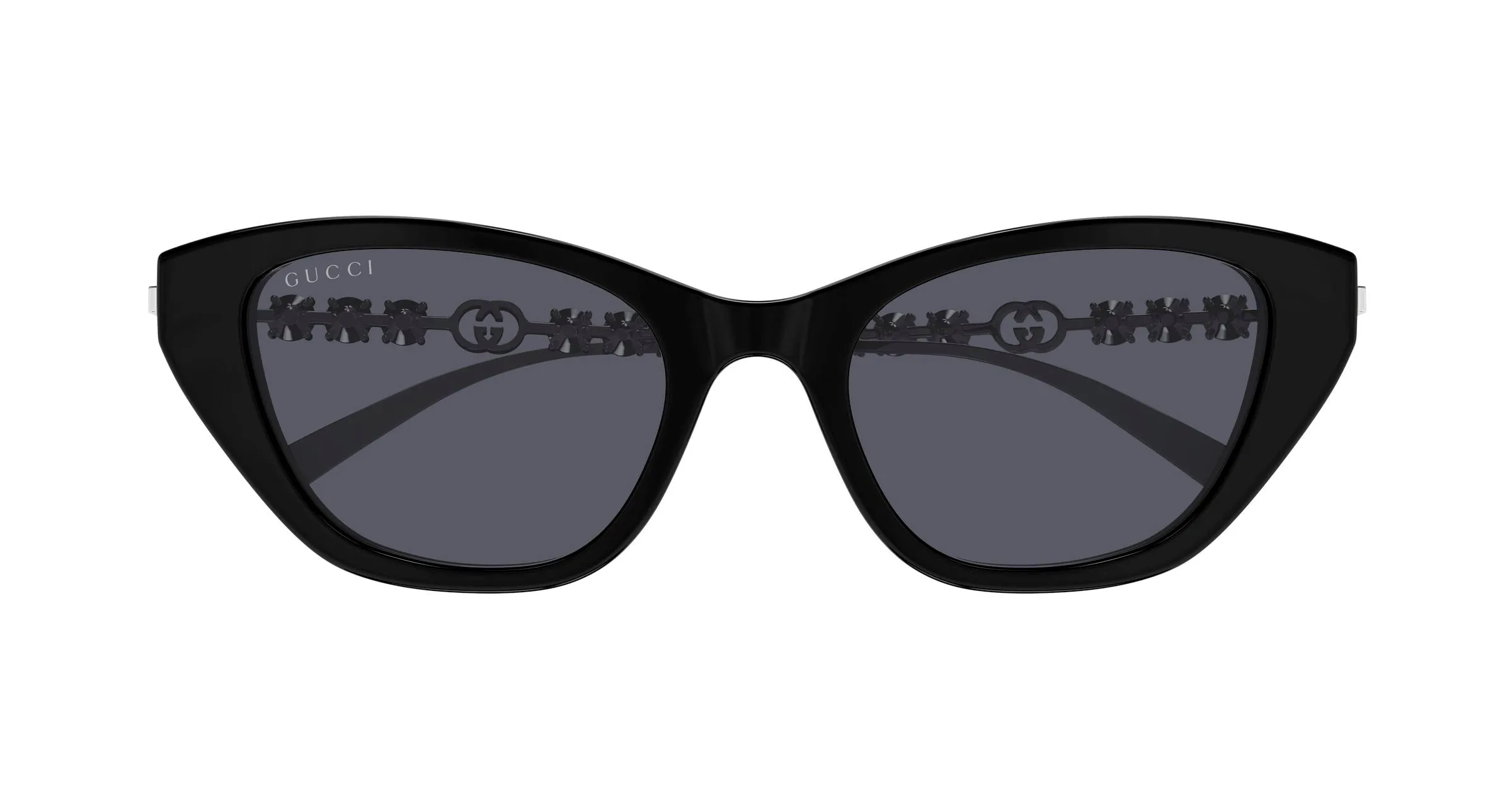 Gucci GG1968S 002 Occhiali da sole Acetato Nero Grigio Cat Eye - immagine 2