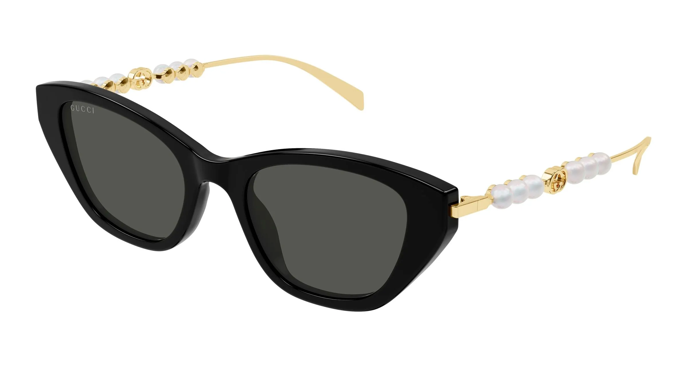 Gucci GG1968S 001 Occhiali da sole Acetato Nero Grigio Cat Eye - immagine 1