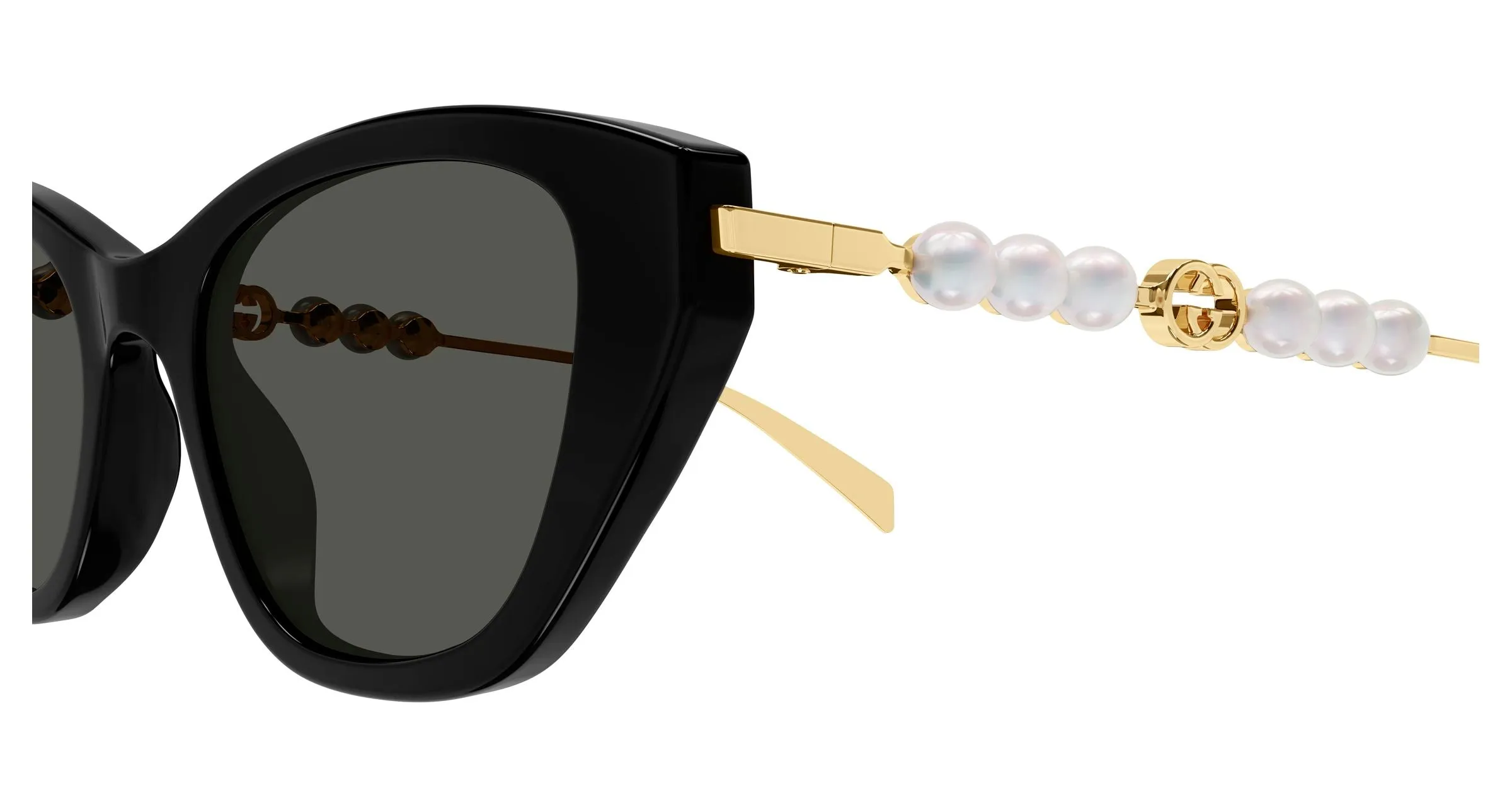Gucci GG1968S 001 Occhiali da sole Acetato Nero Grigio Cat Eye - immagine 3