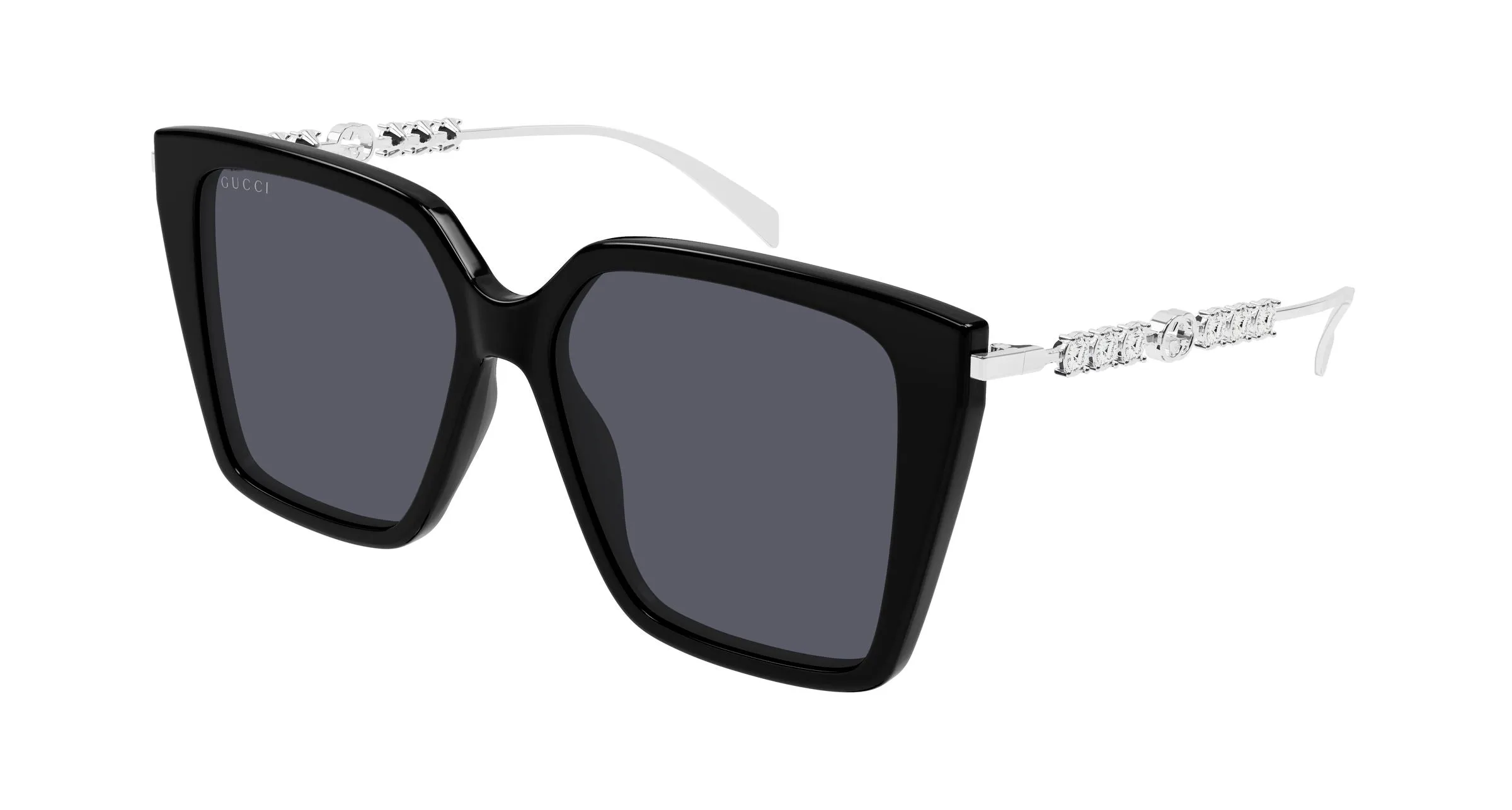 Gucci GG1967S 002 Occhiali da sole Acetato Nero Grigio Farfalla - immagine 1