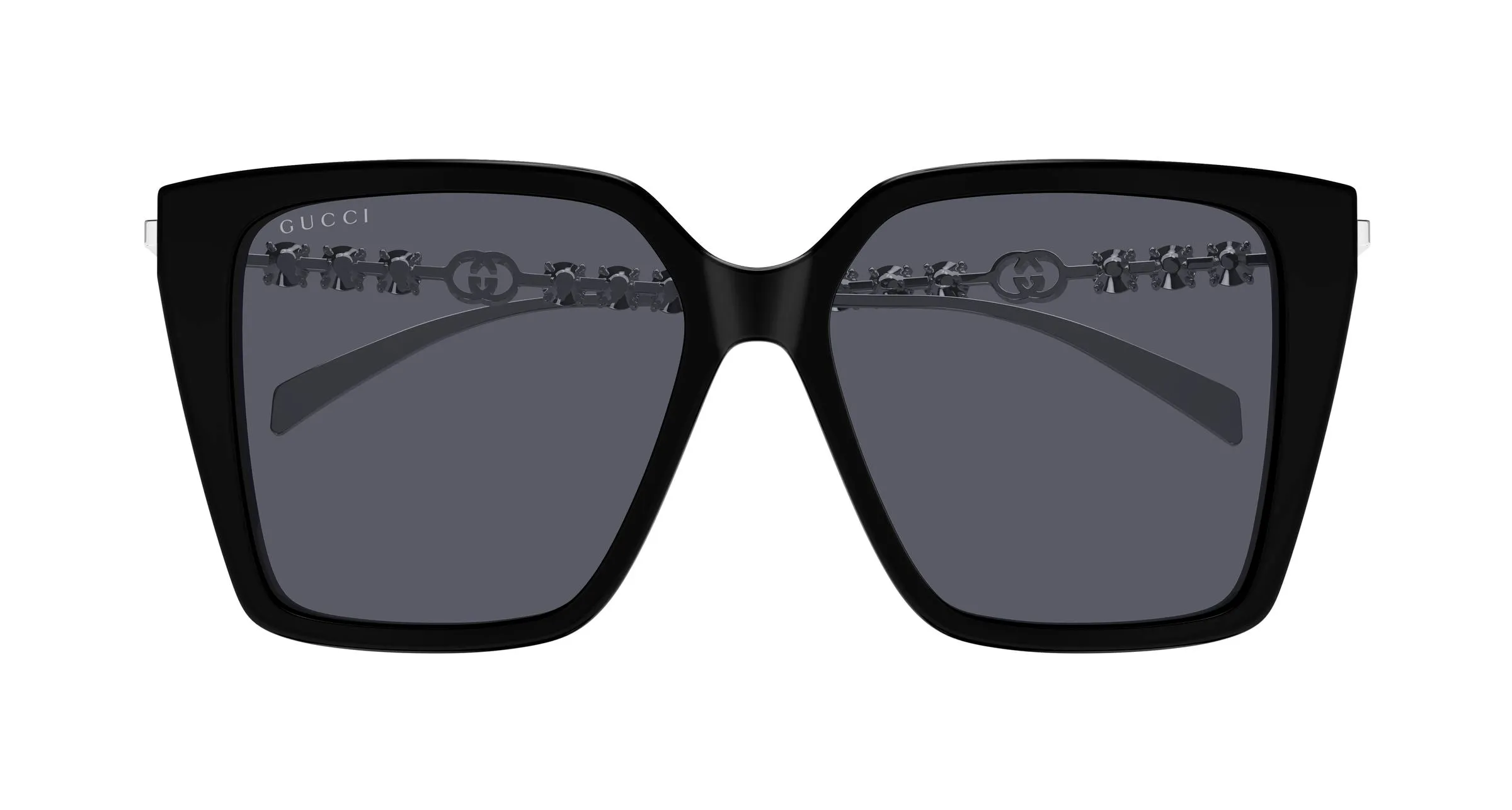 Gucci GG1967S 002 Occhiali da sole Acetato Nero Grigio Farfalla - immagine 2