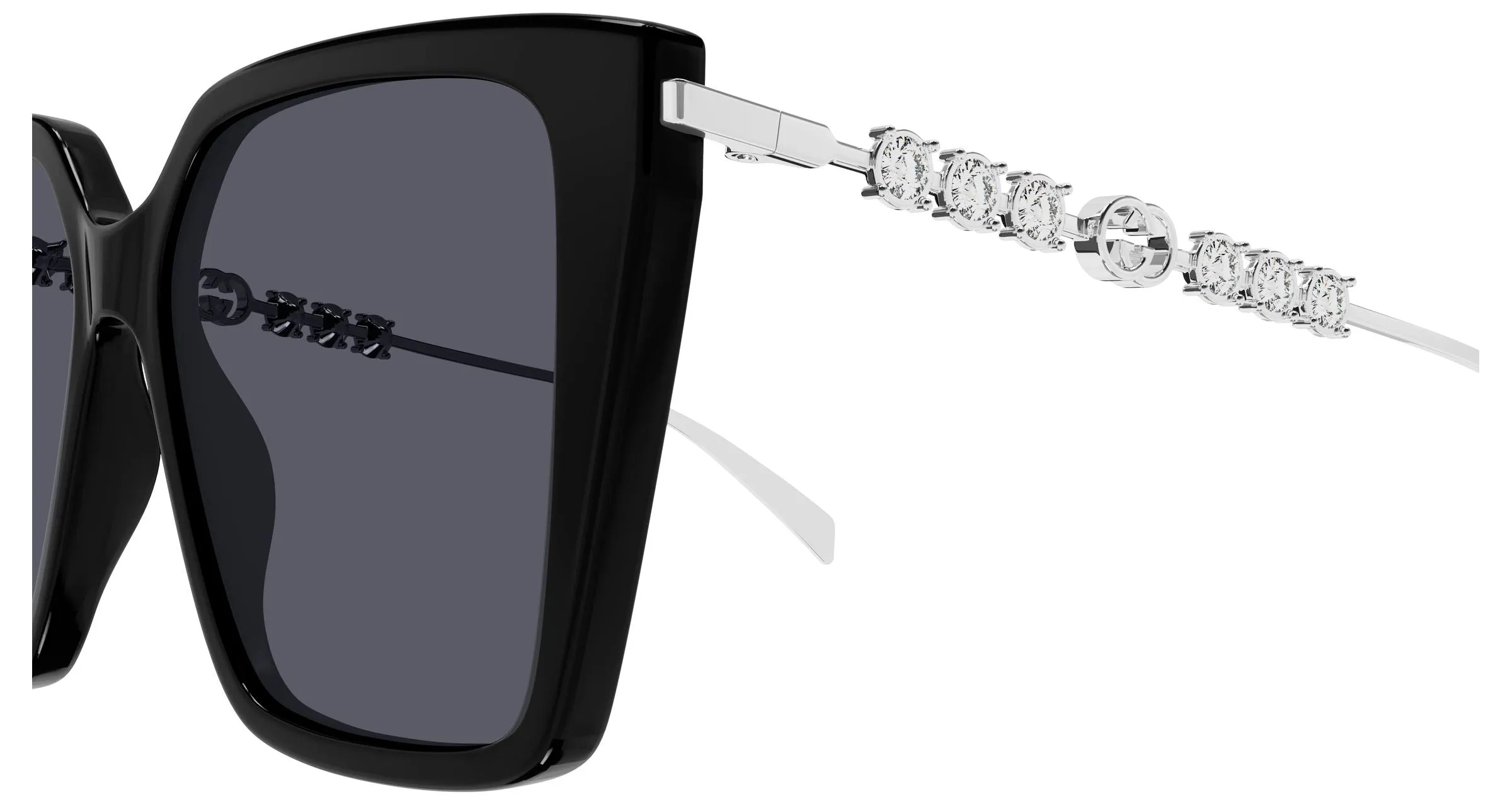 Gucci GG1967S 002 Occhiali da sole Acetato Nero Grigio Farfalla - immagine 3
