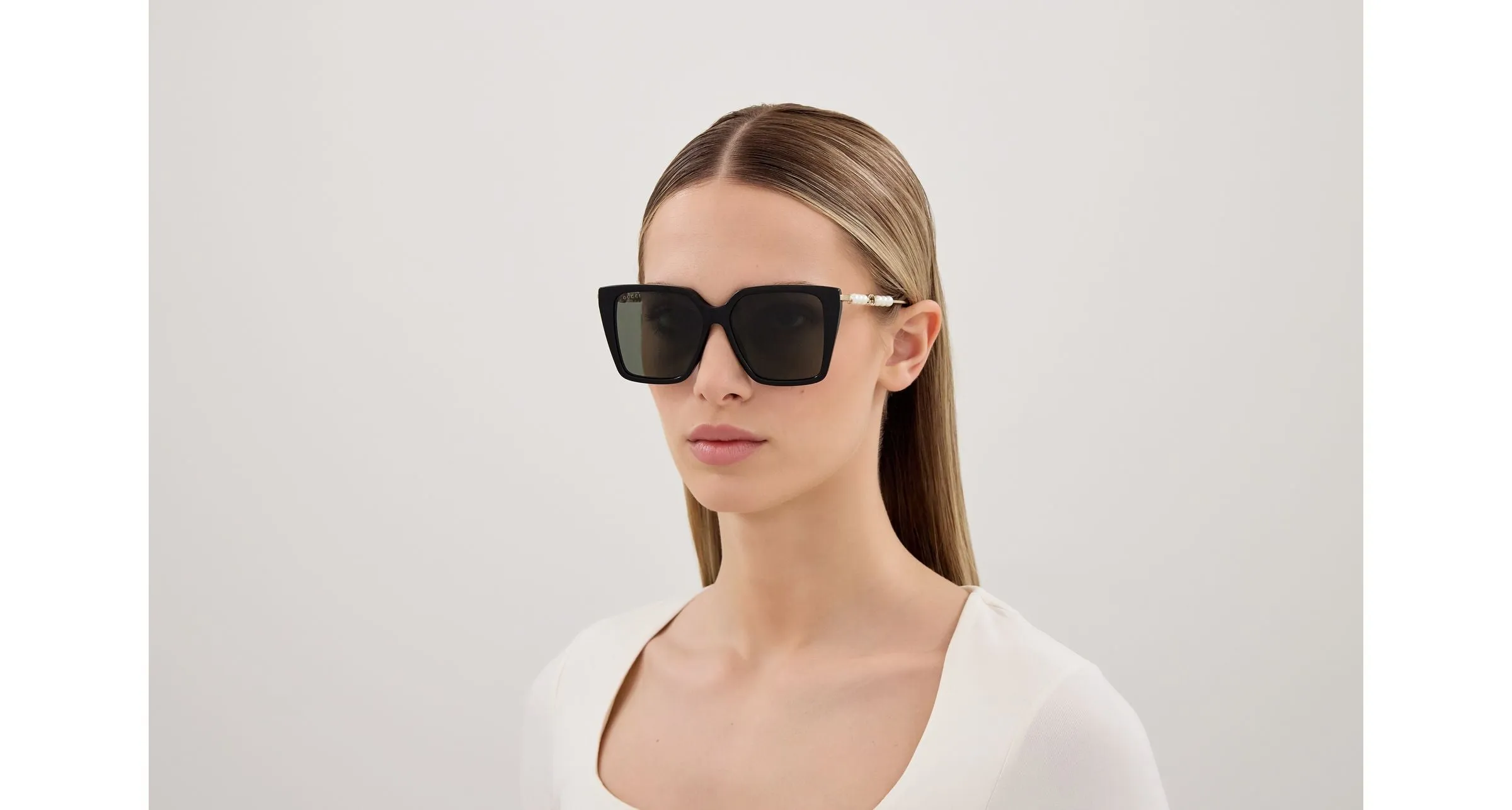Gucci GG1967S 001 Occhiali da sole Acetato Nero Grigio Farfalla - immagine 4